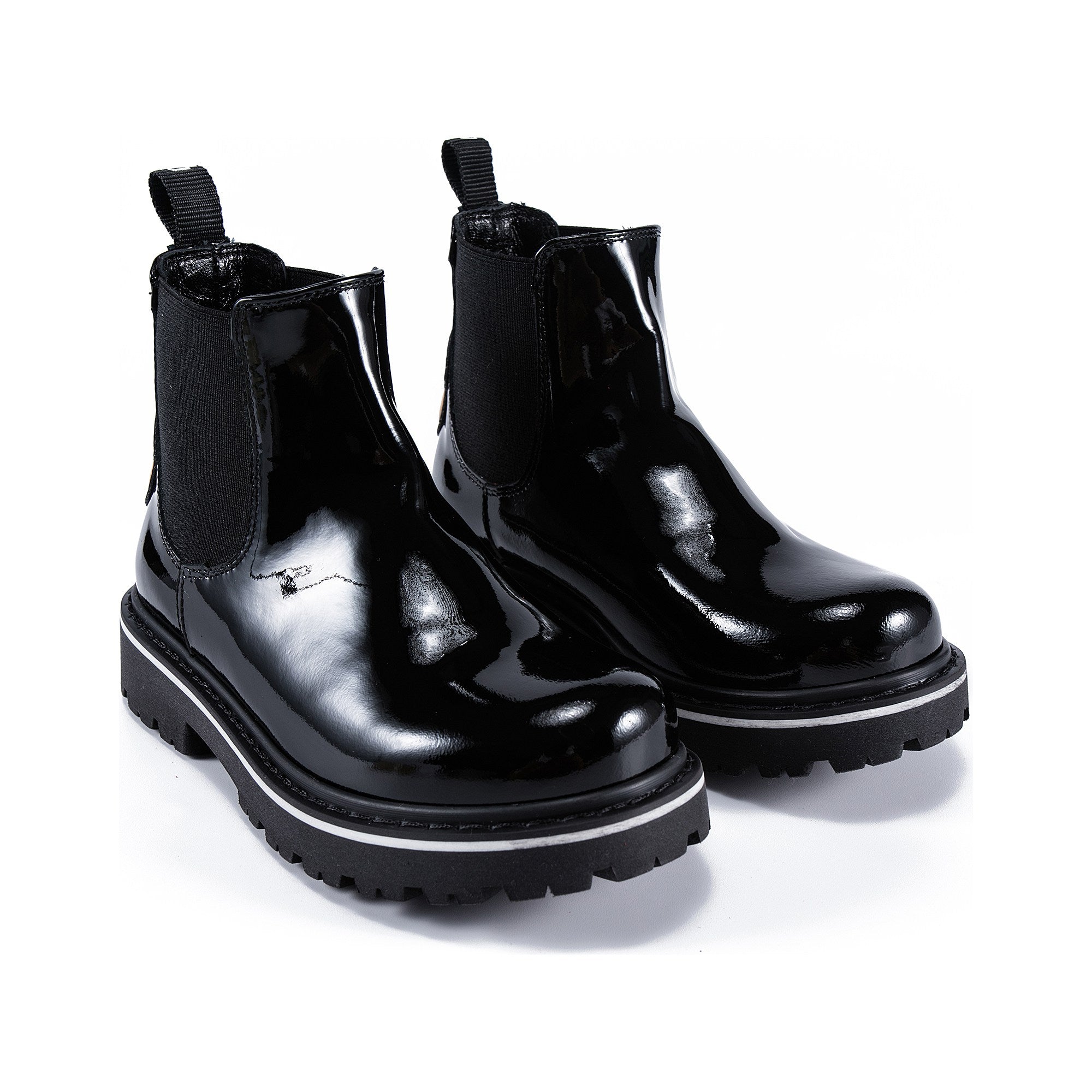 Boys & Girls Black Beatles Patch Boots