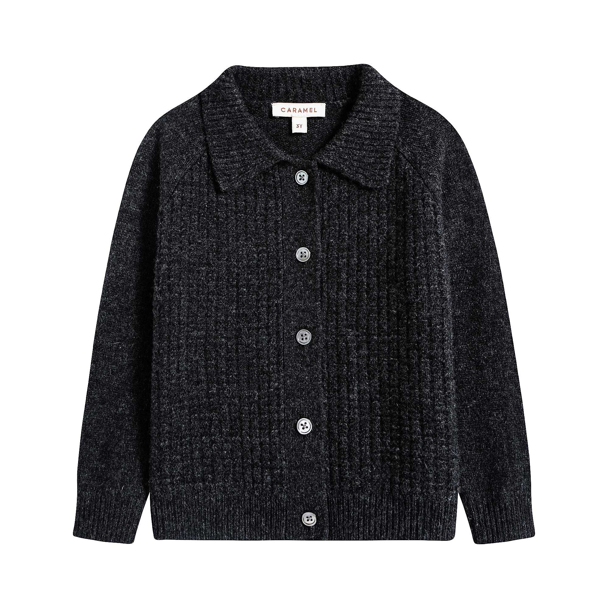 Boys & Girls Dark Grey Merino Wool Cardigan