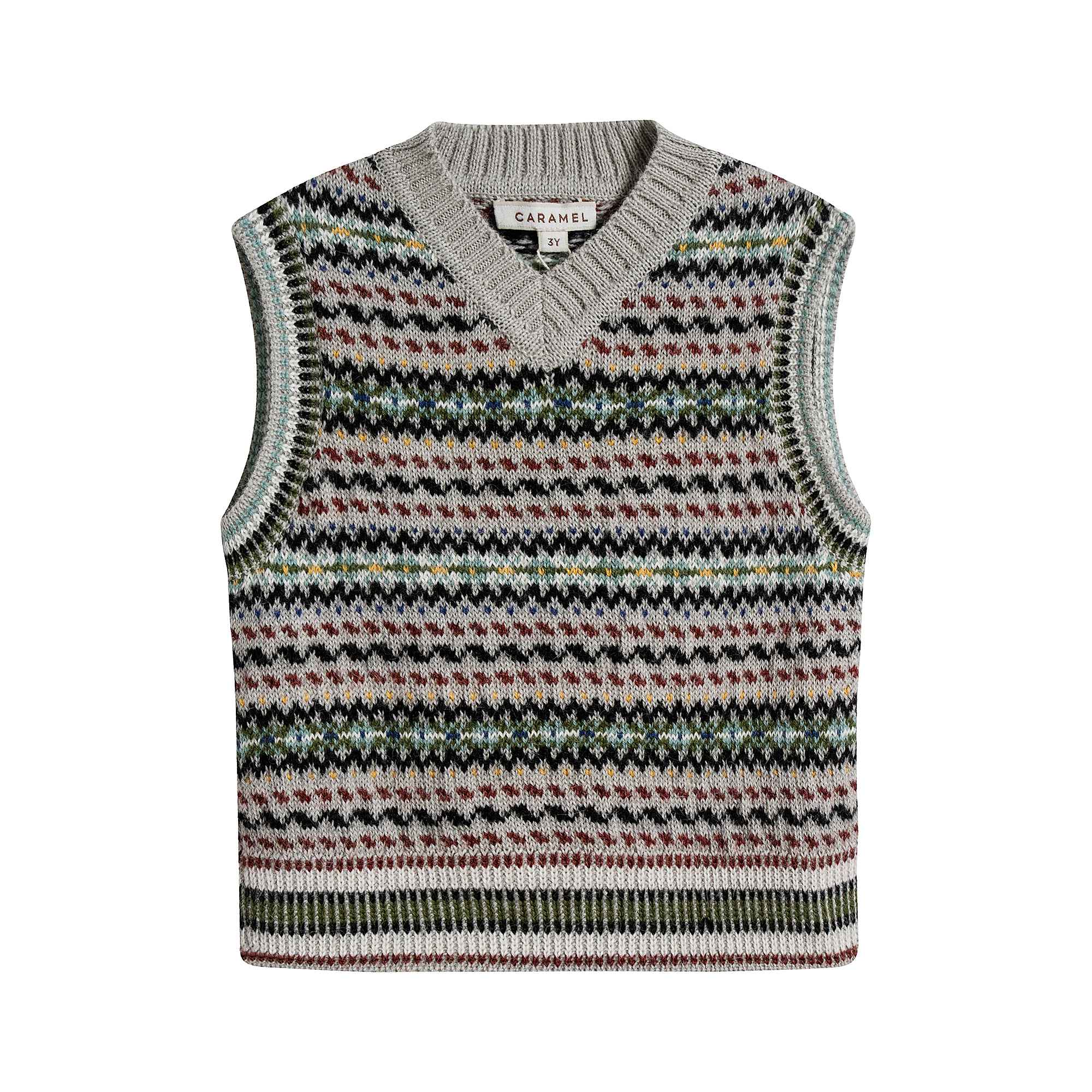 Boys Grey & Green Alpaca Vest