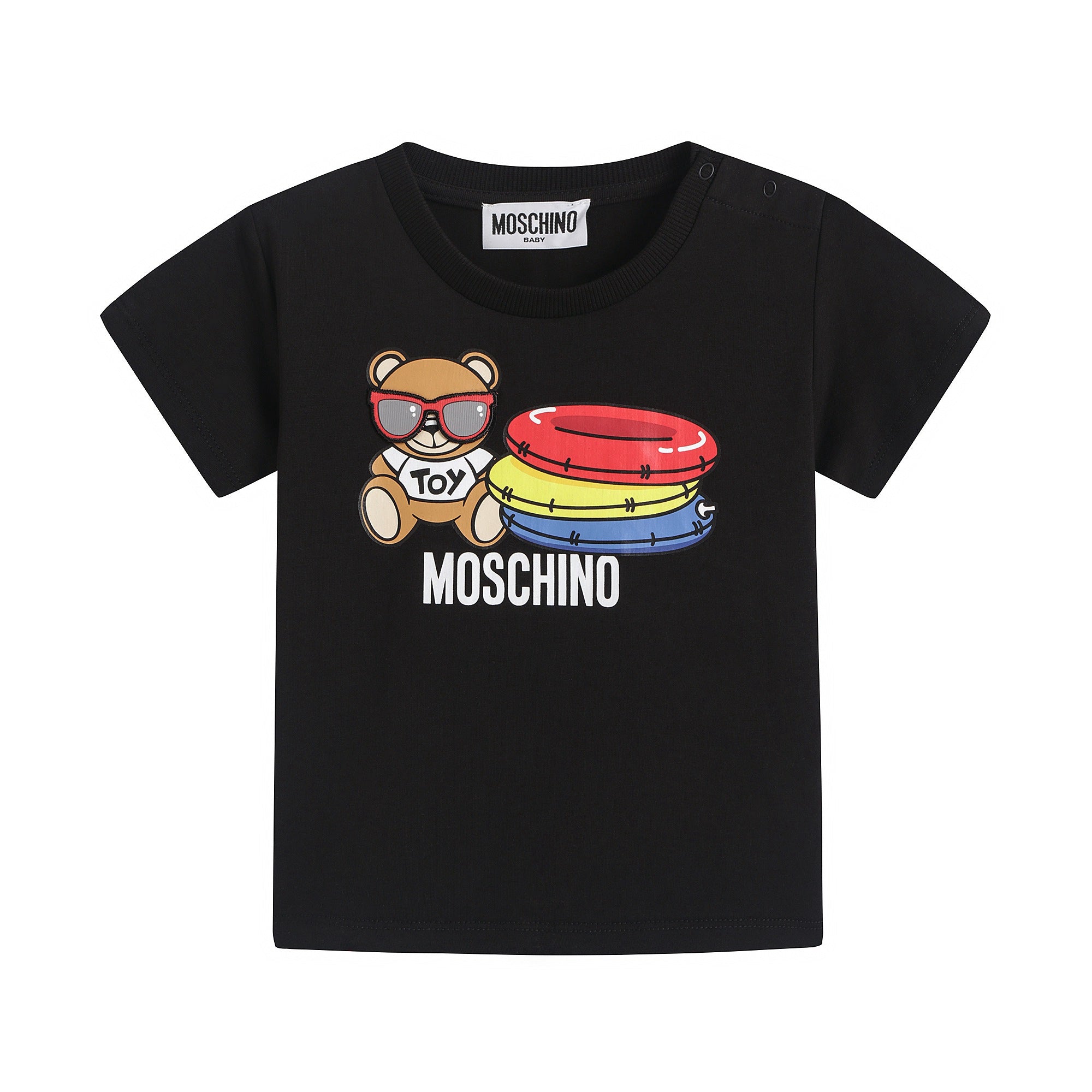 Baby Boys & Girls Black Cotton T-Shirt