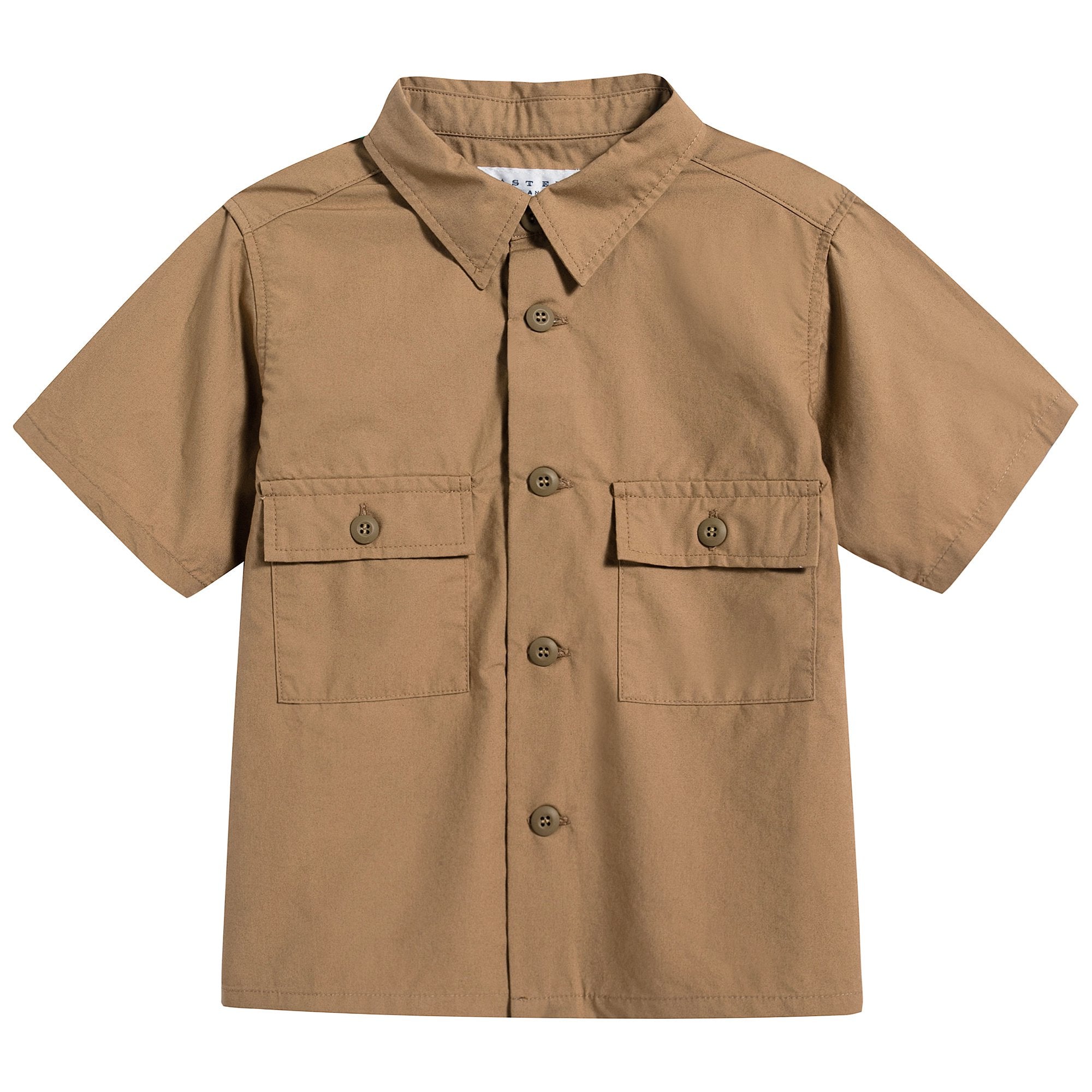 Boys & Girls Beige Flap Pocket Shirt