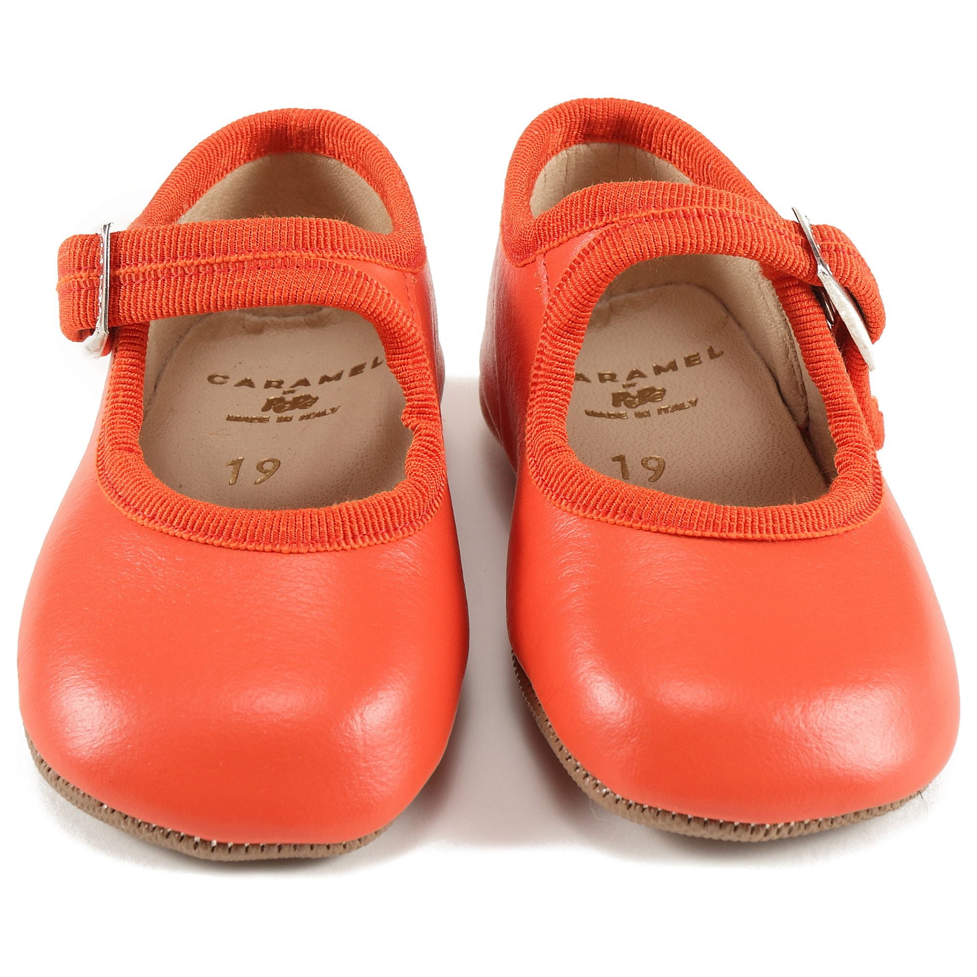 Baby Girls Orange Leather Shoes