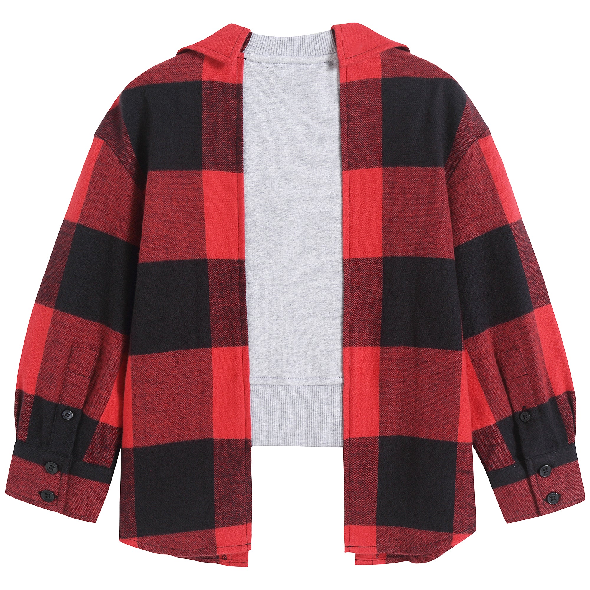 Boys & Girls Red Check Cotton Sweatshirt