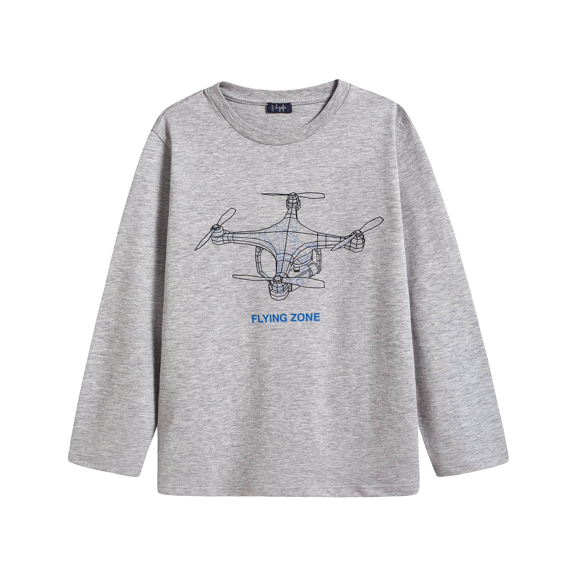 Boys & Girls Grey Printed Cotton T-Shirt