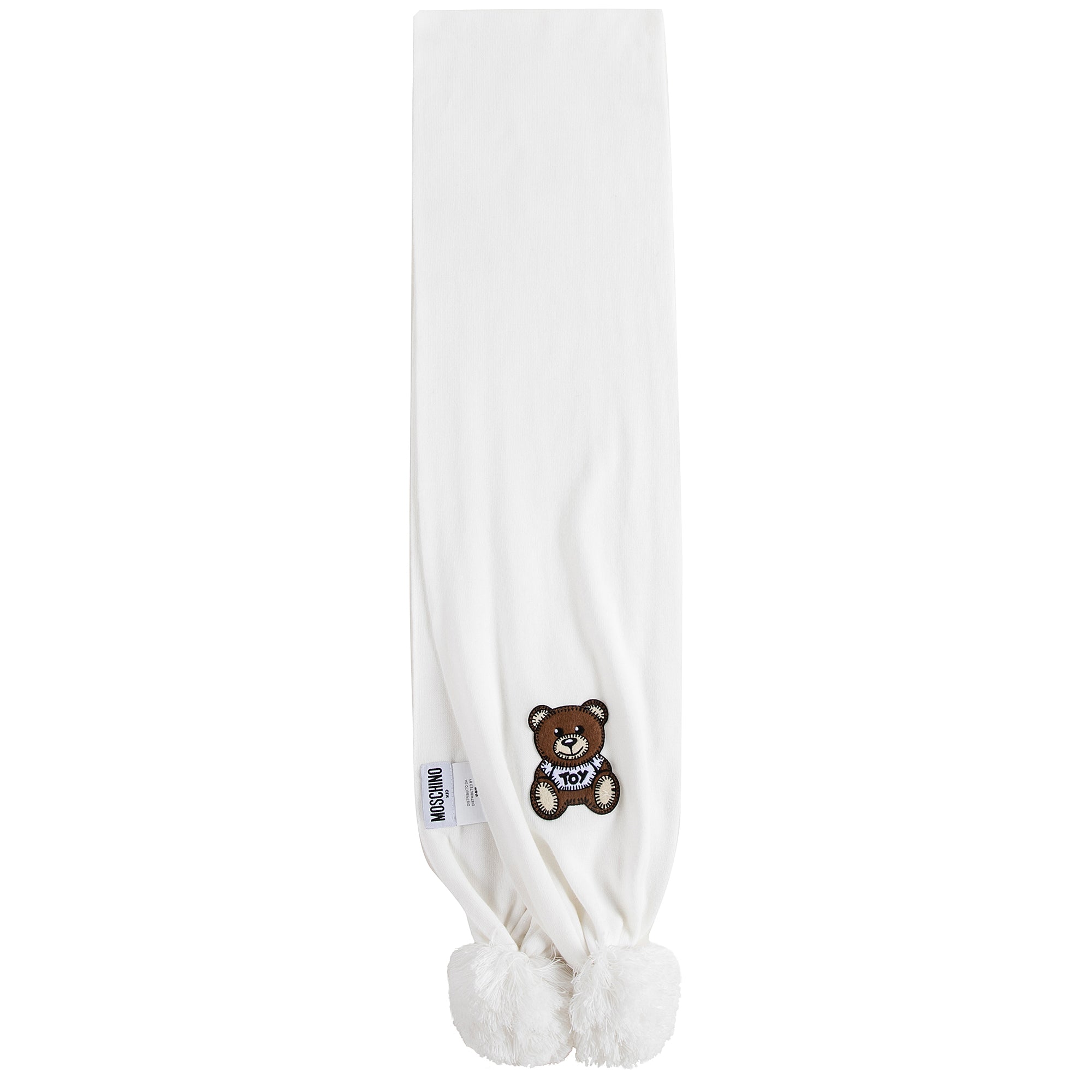 Boys & Girls White Teddy Bear Cotton Scarf