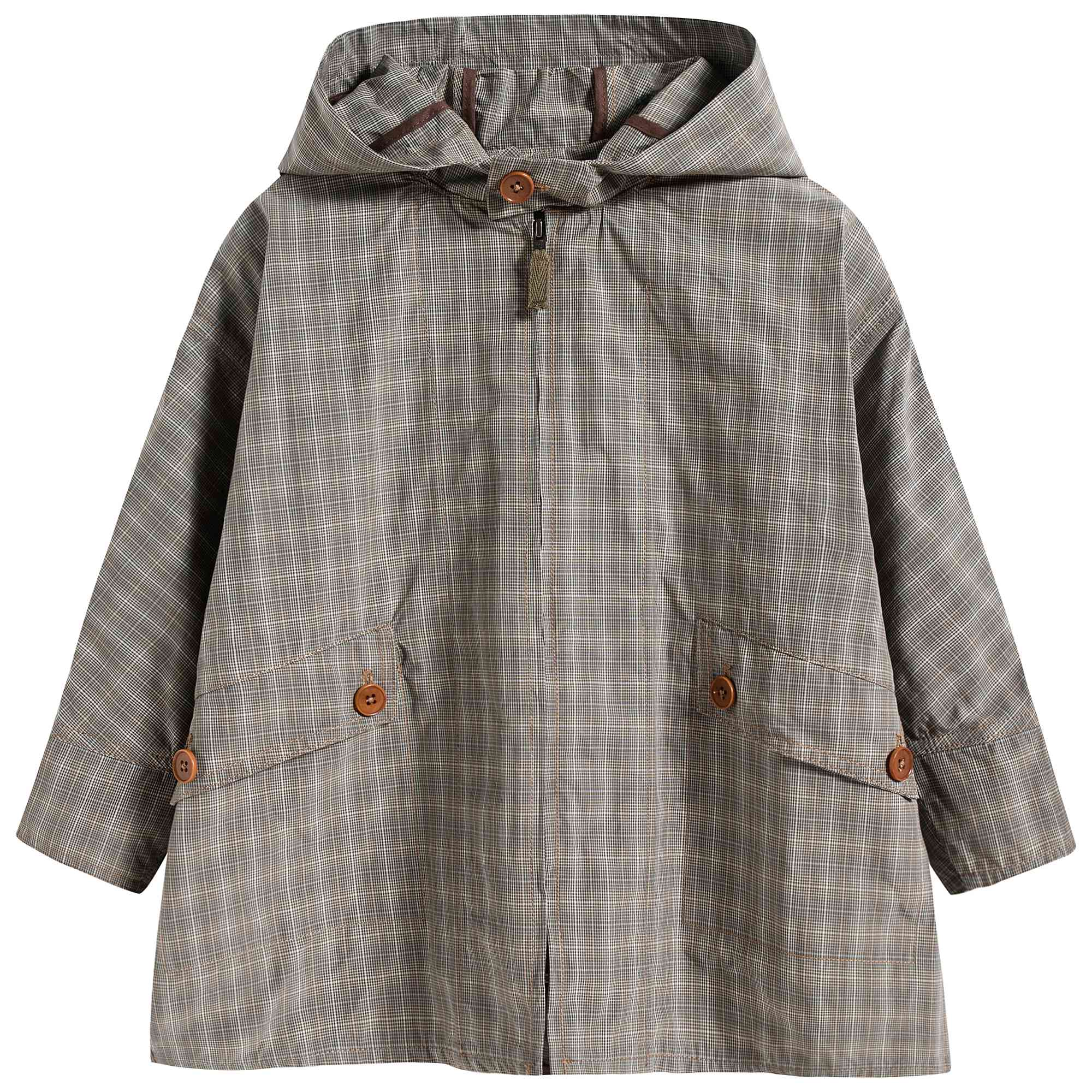 Boys Grey Check Coat