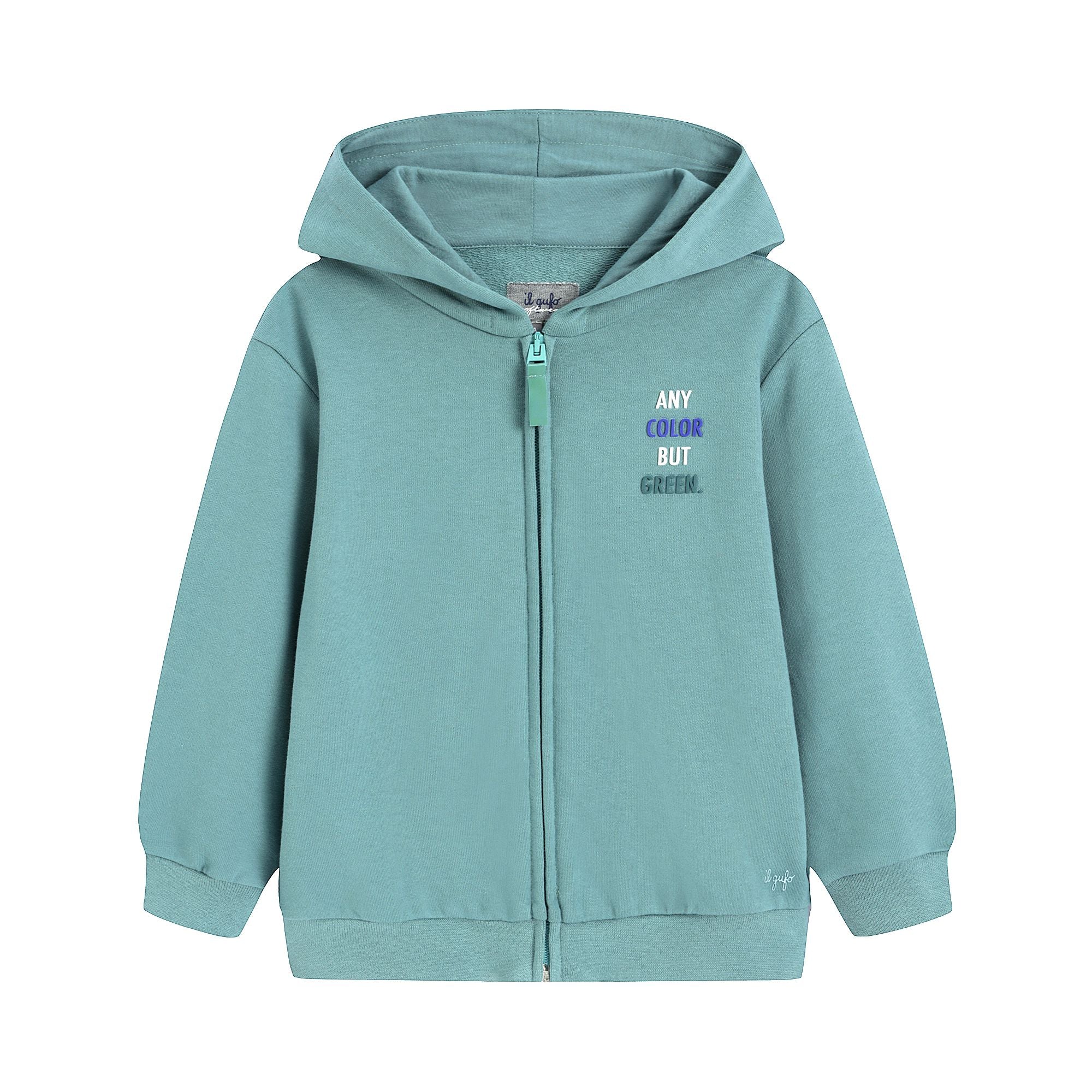 Boys & Girls Green Hooded Cotton Sweatshirt