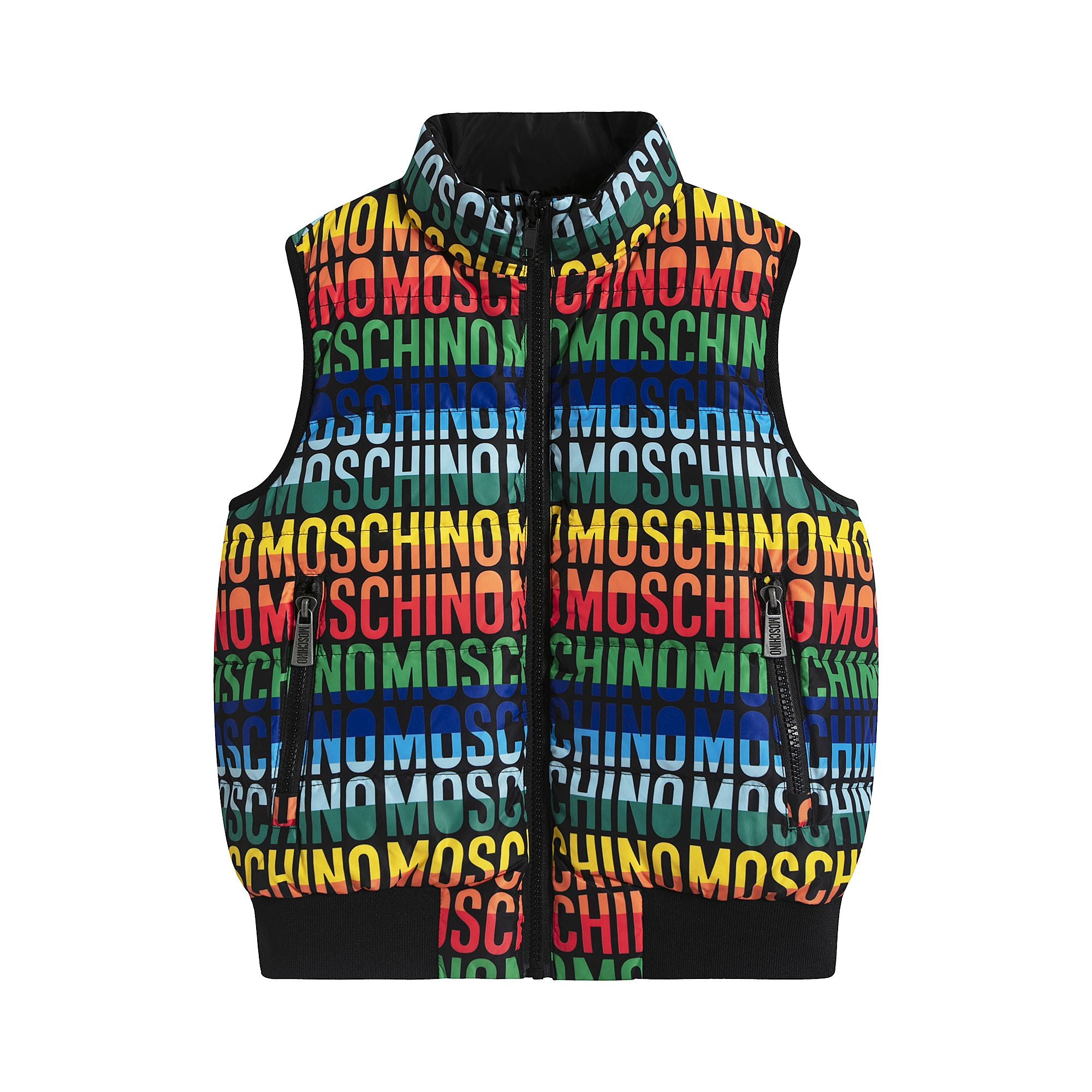 Boys Black Logo Reversible Gilet