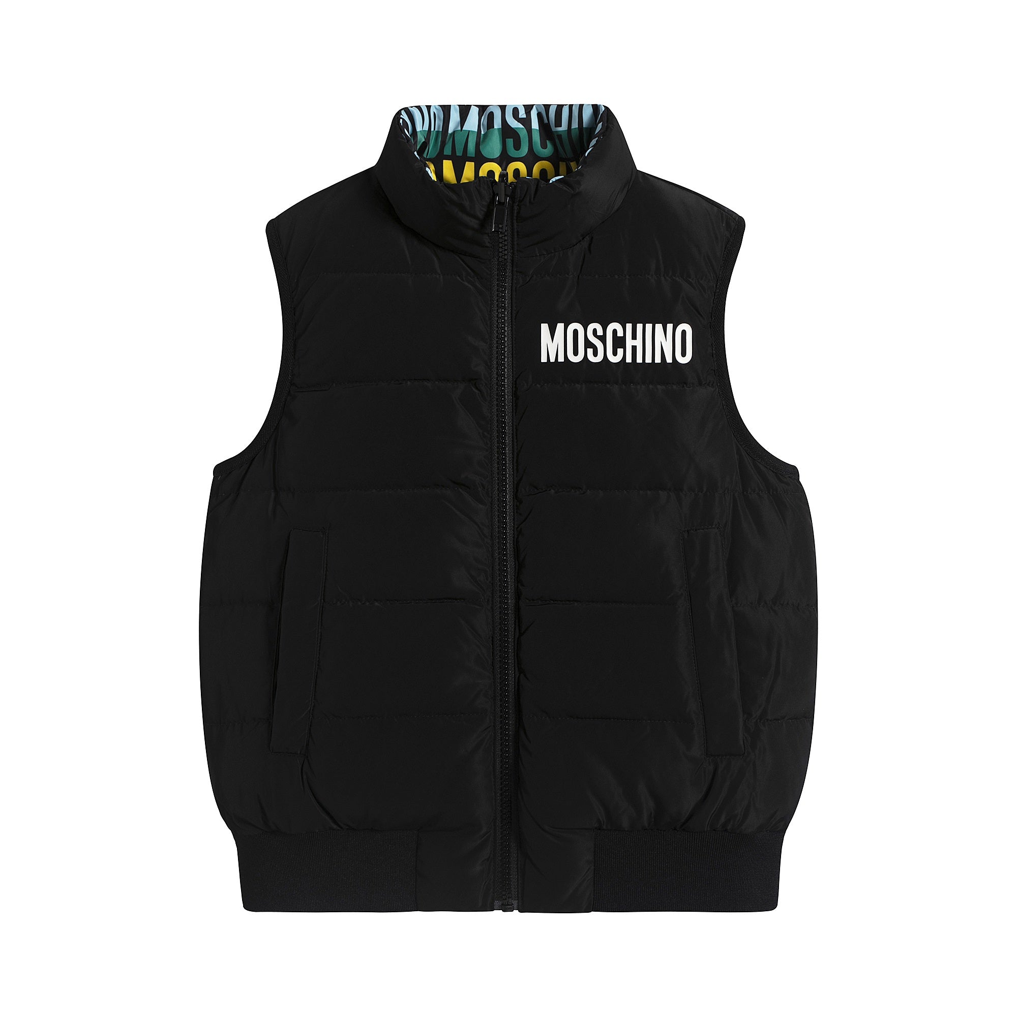 Boys Black Logo Reversible Gilet