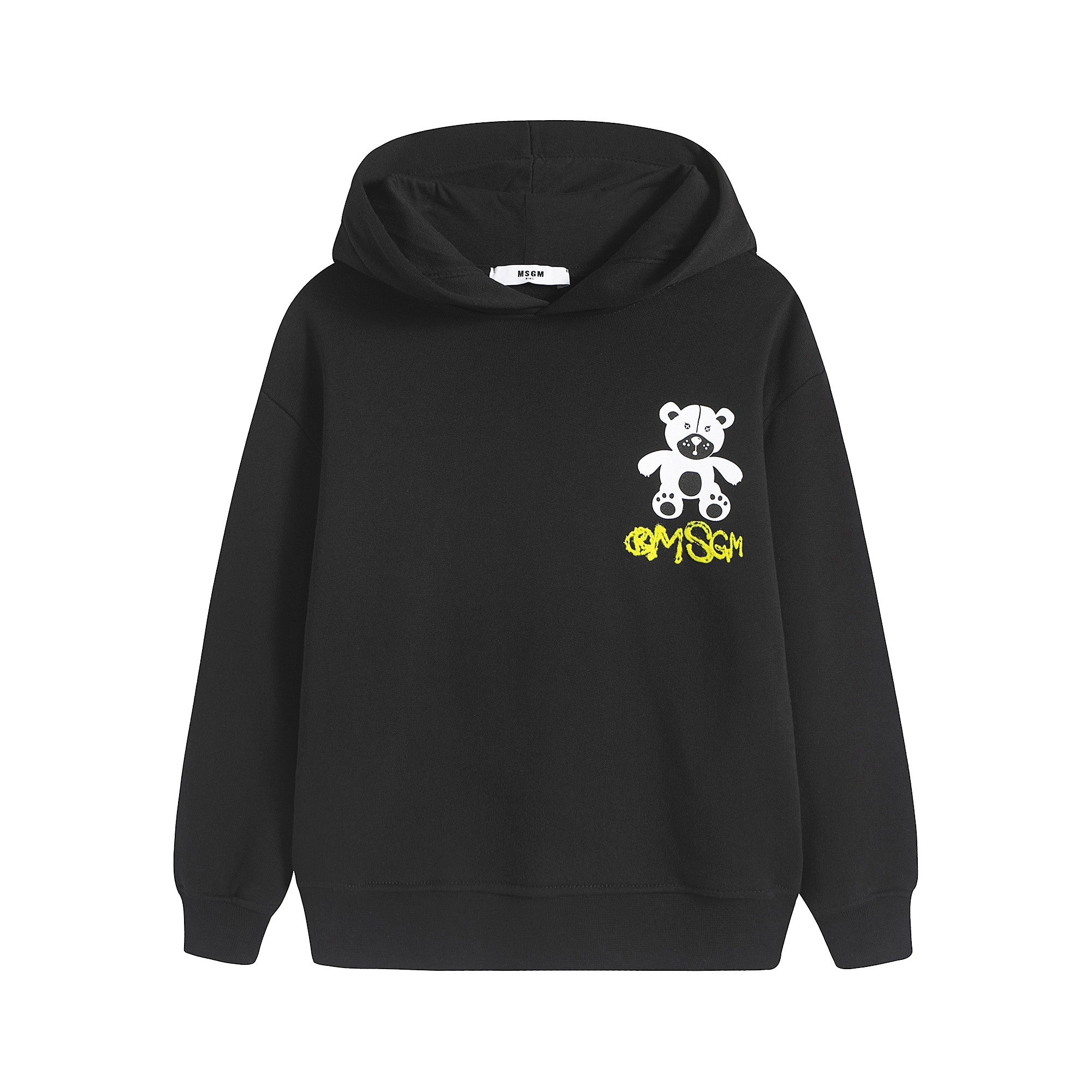 Boys & Girls Black Hooded Cotton Sweatshirt