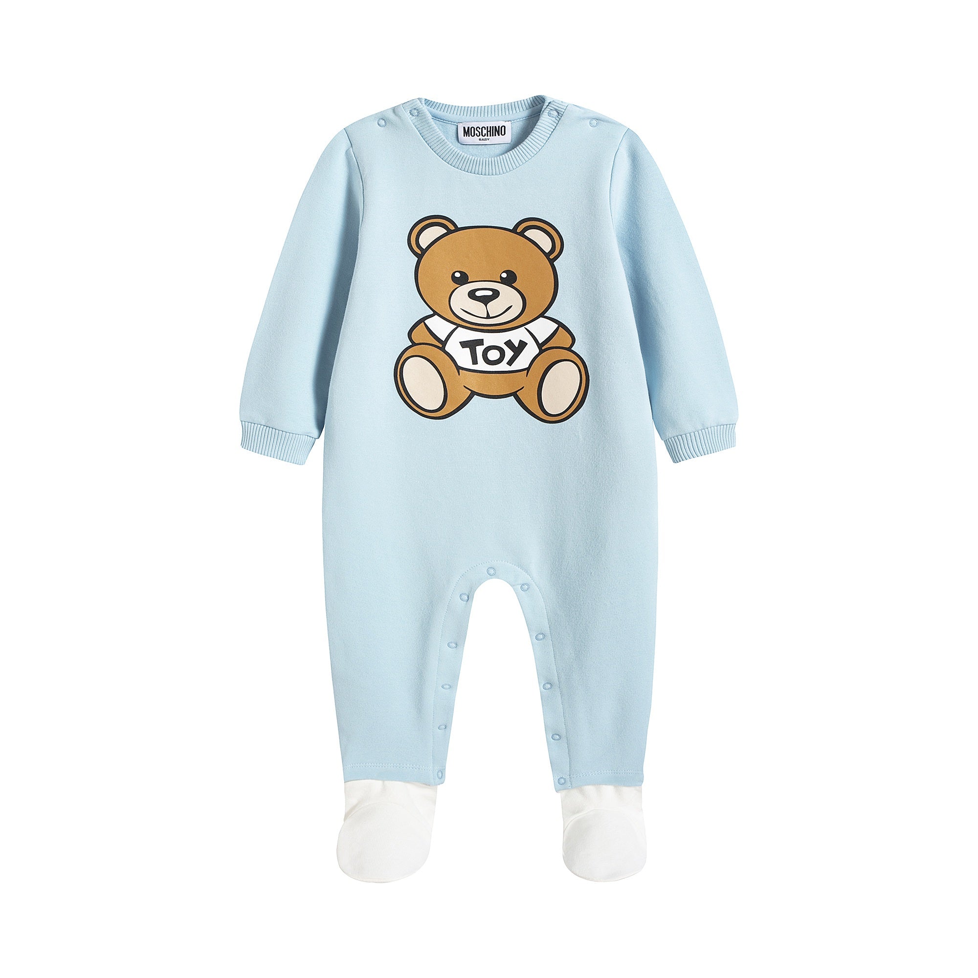 Baby Boys Blue Logo Cotton Babysuit