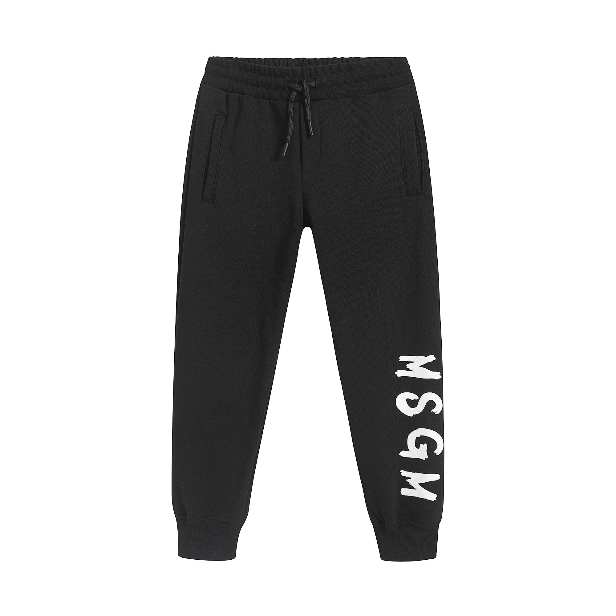 Boys & Girls Black Logo Cotton Trousers