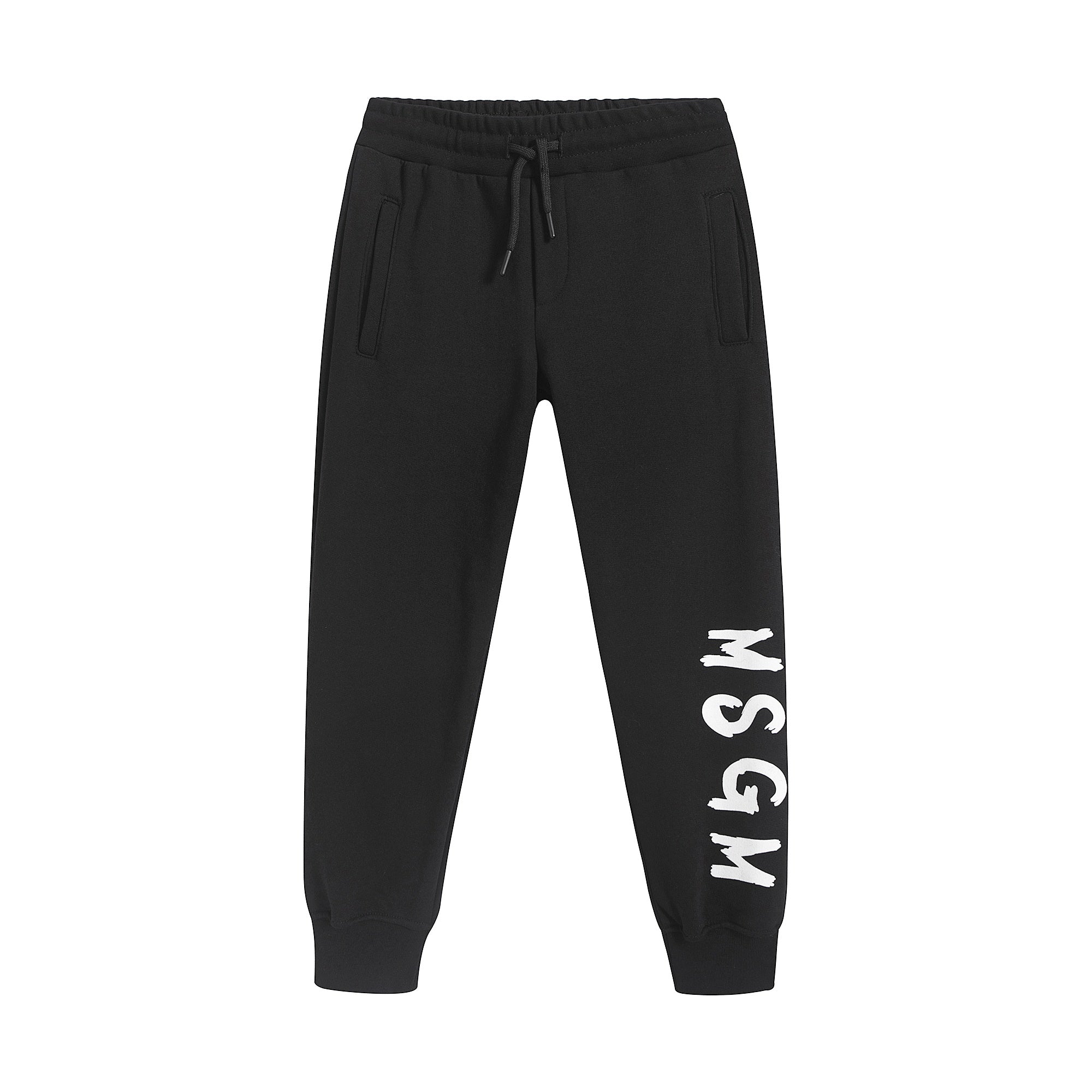 Boys Black Logo Cotton Trousers