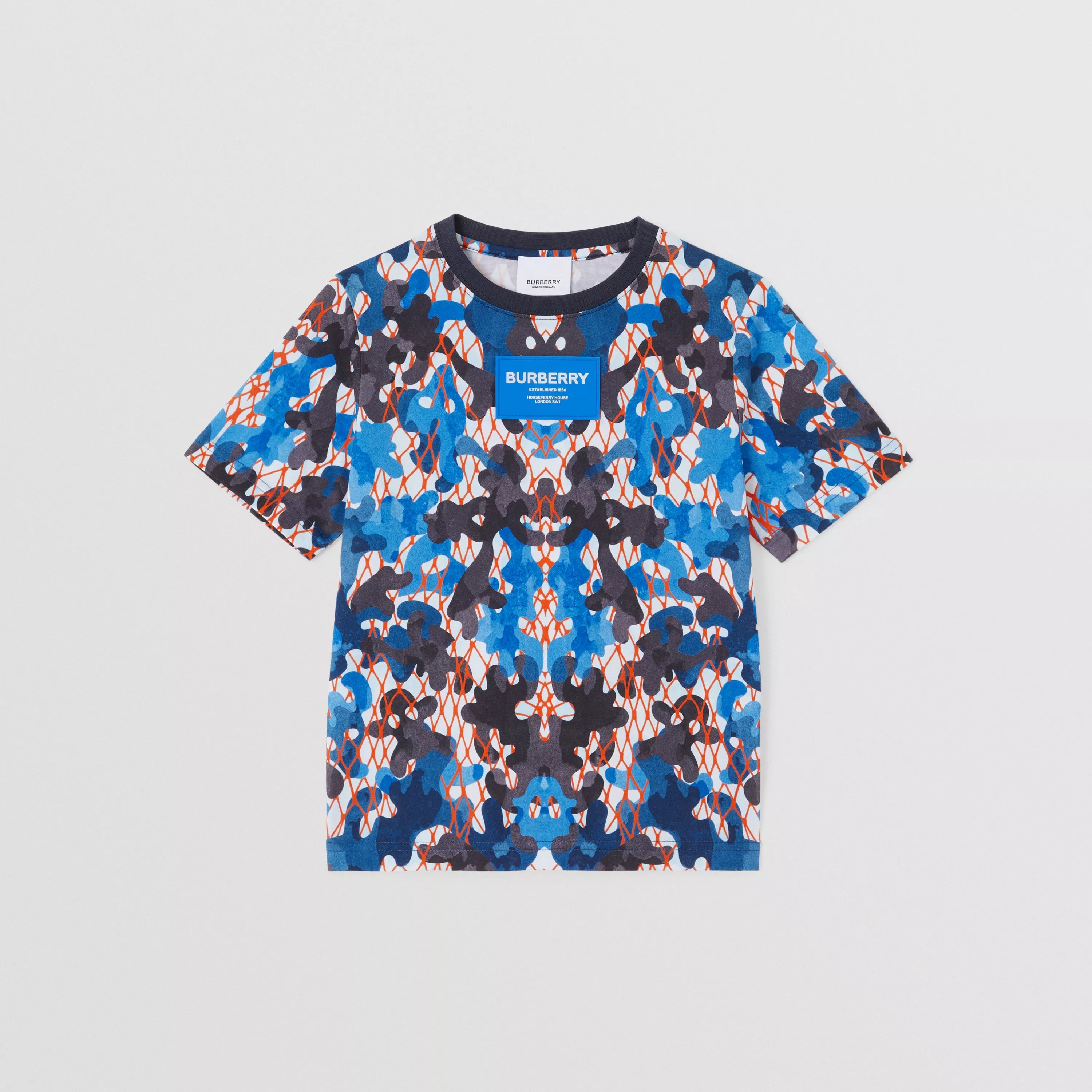 Boys Blue Printed Cotton T-Shirt