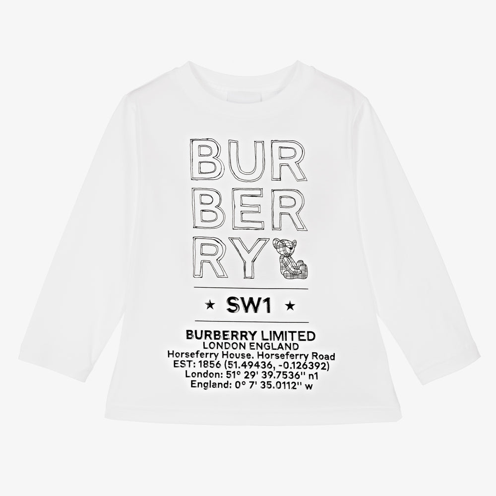 Boys & Girls White Logo Cotton T-Shirt