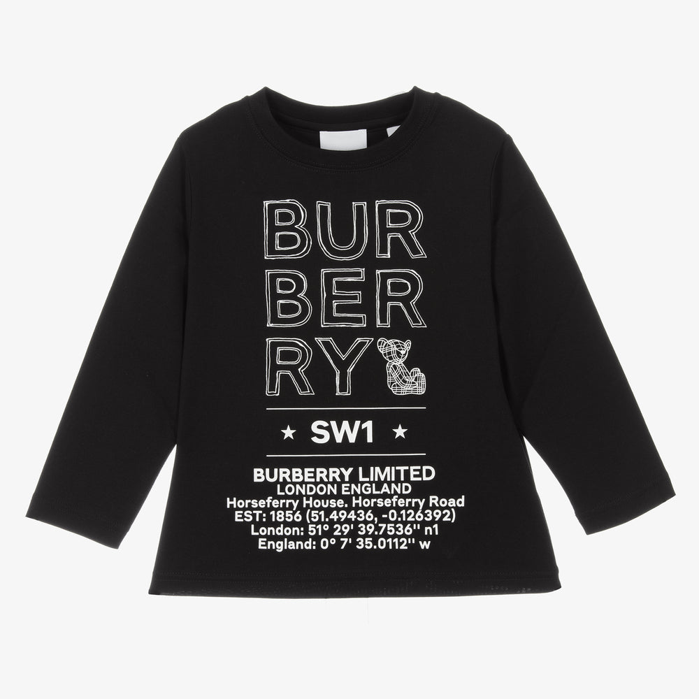 Boys & Girls Black Logo Cotton T-Shirt