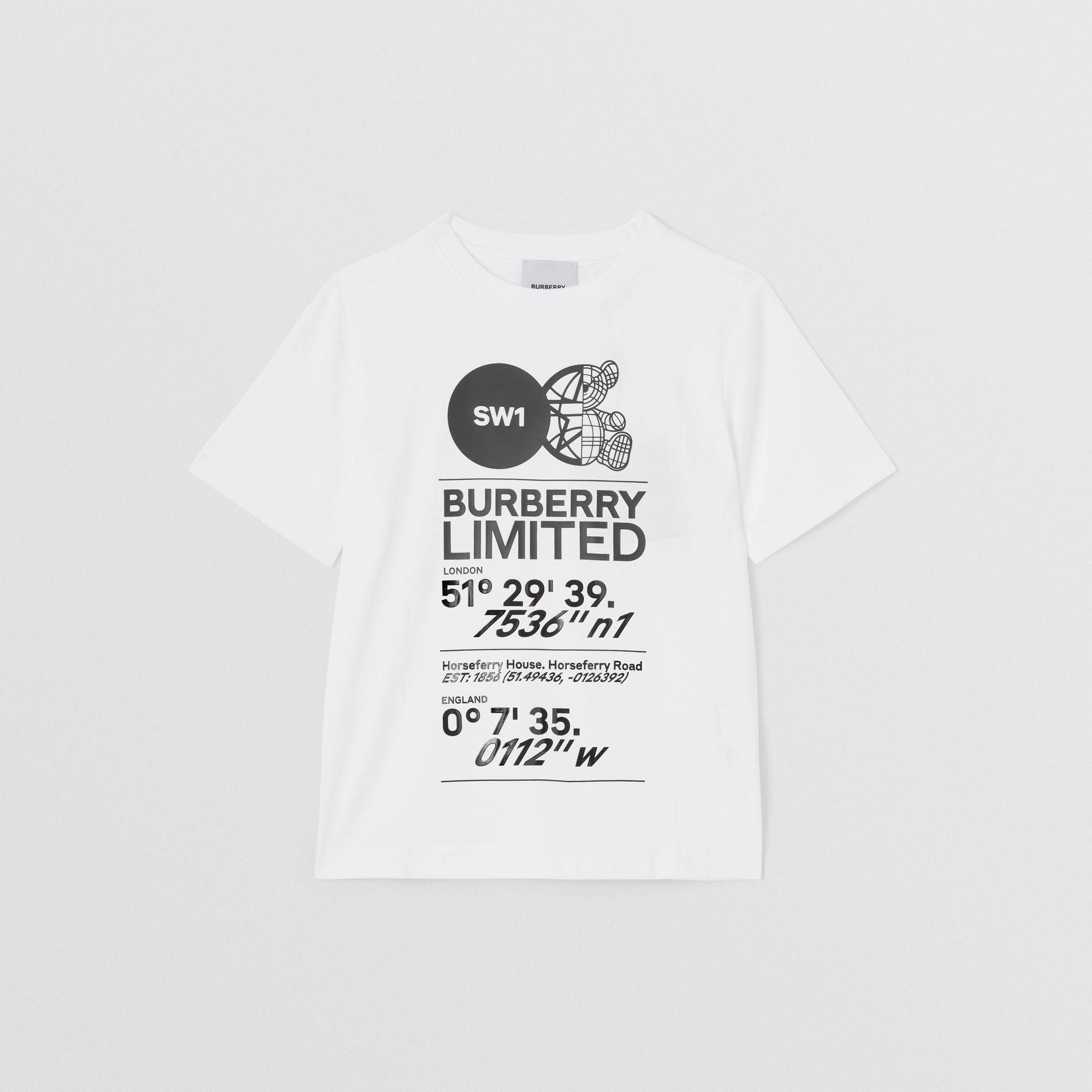 Boys & Girls White Printed Cotton T-Shirt