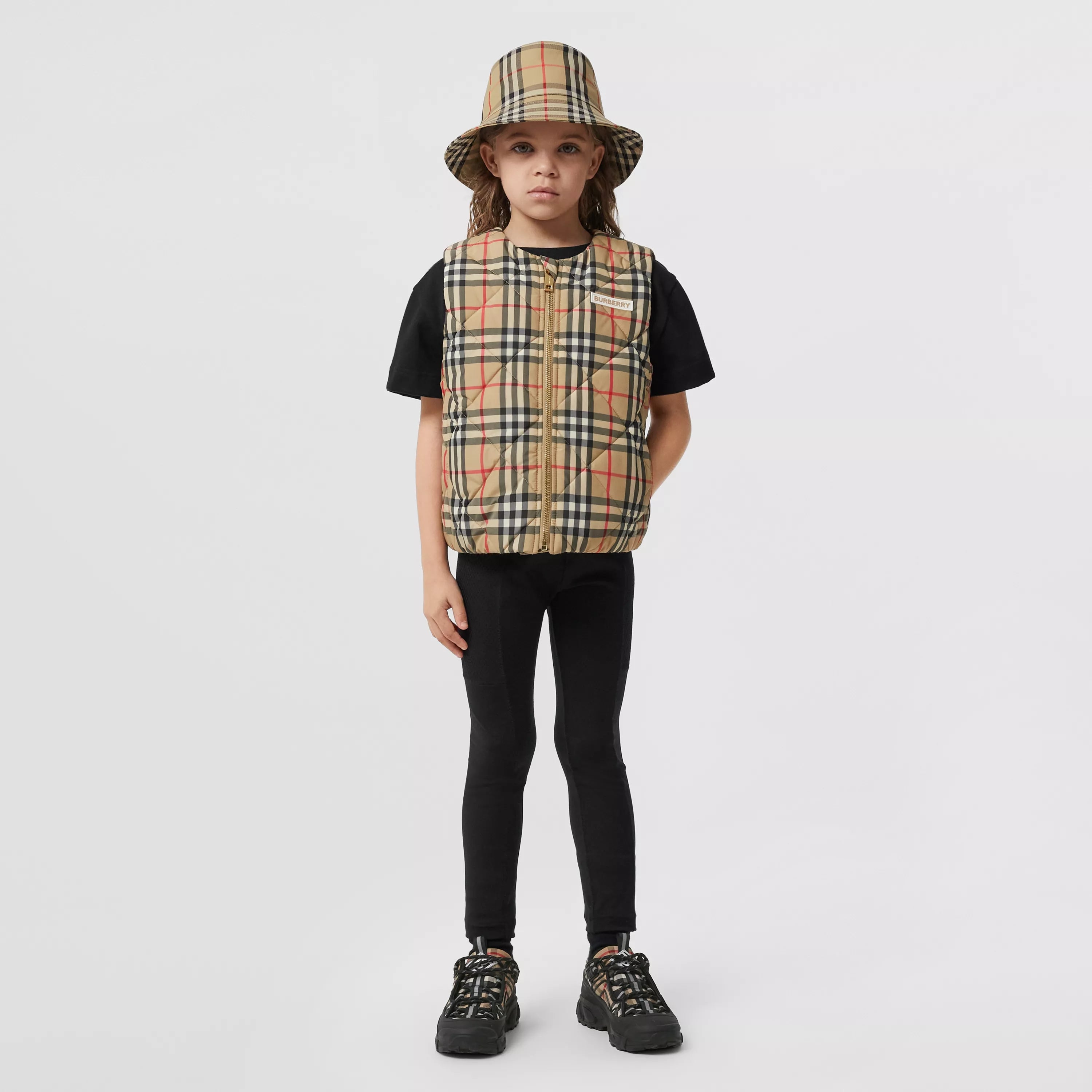 Boys & Girls Beige Check Padded Gilet