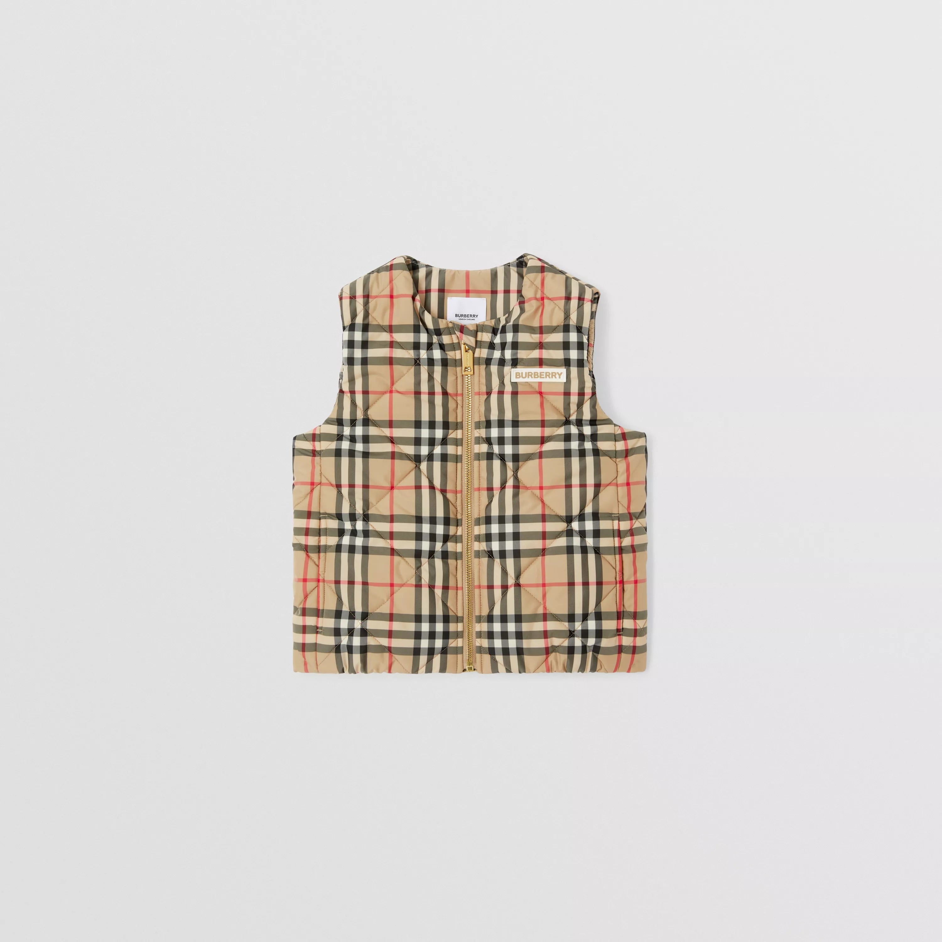 Boys & Girls Beige Check Padded Gilet