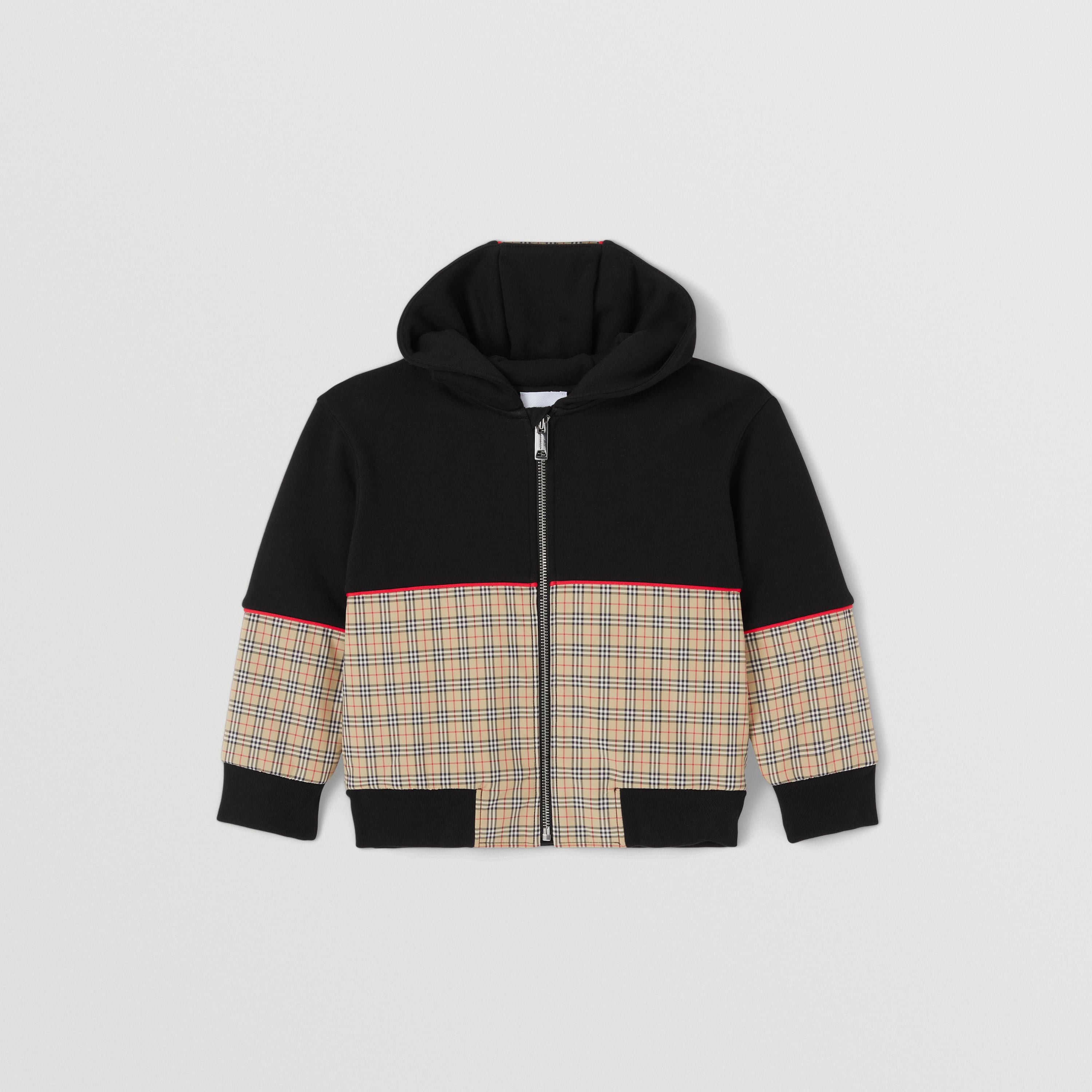 Boys Black Check Zip-Up Jacket