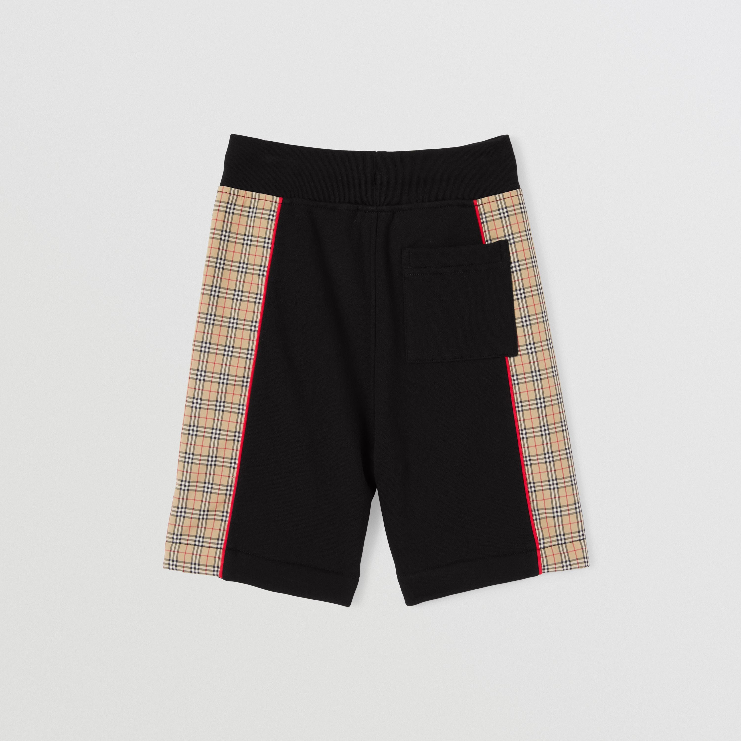 Boys Black Check Cotton Shorts