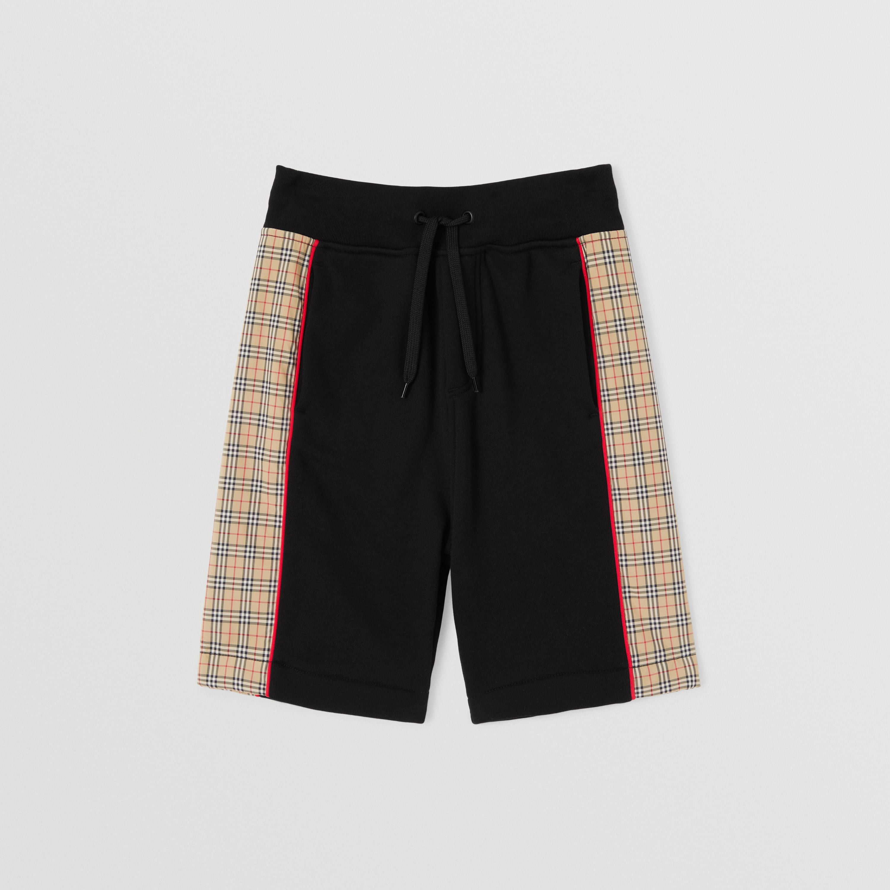 Boys Black Check Cotton Shorts