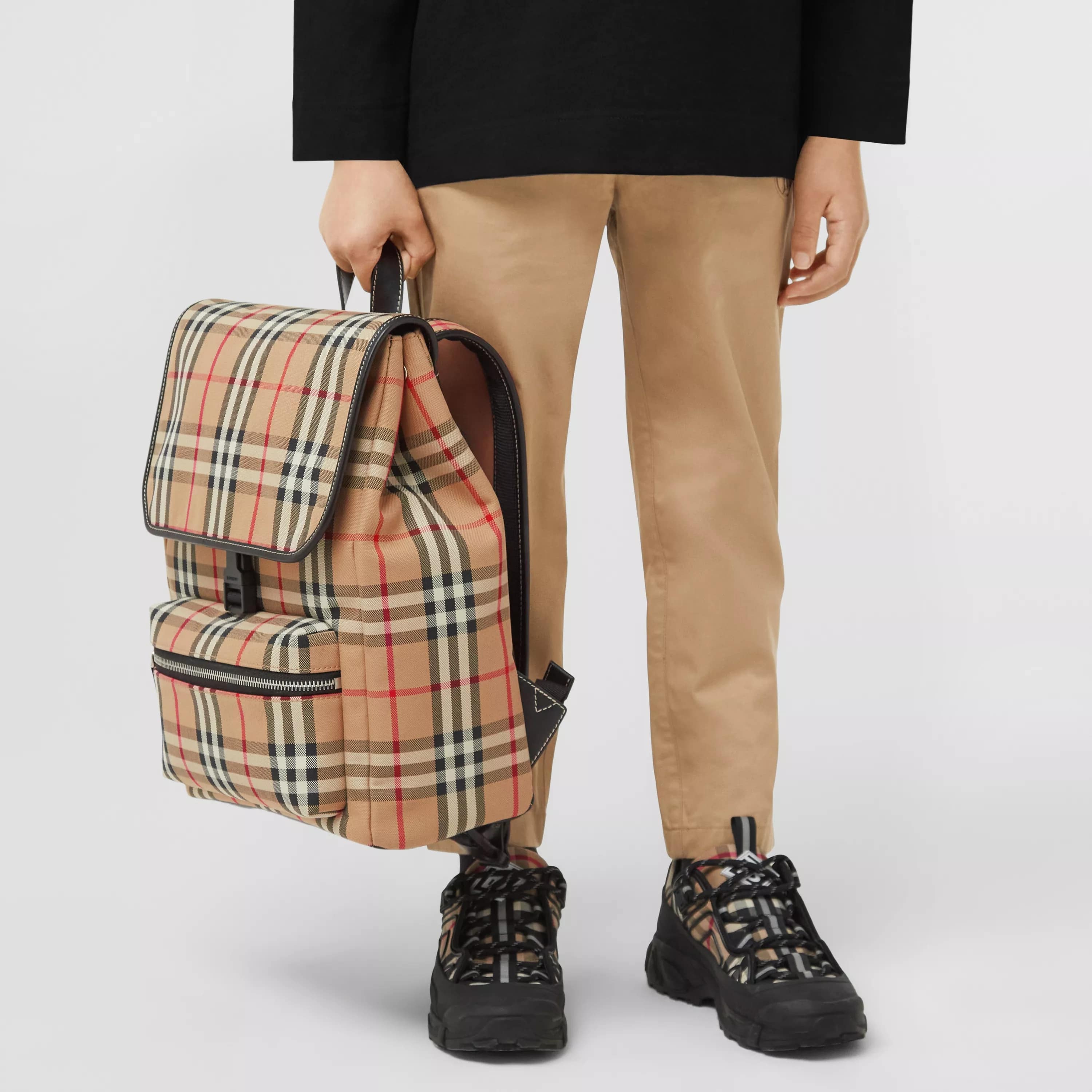 Boys & Girls Beige Check Backpack