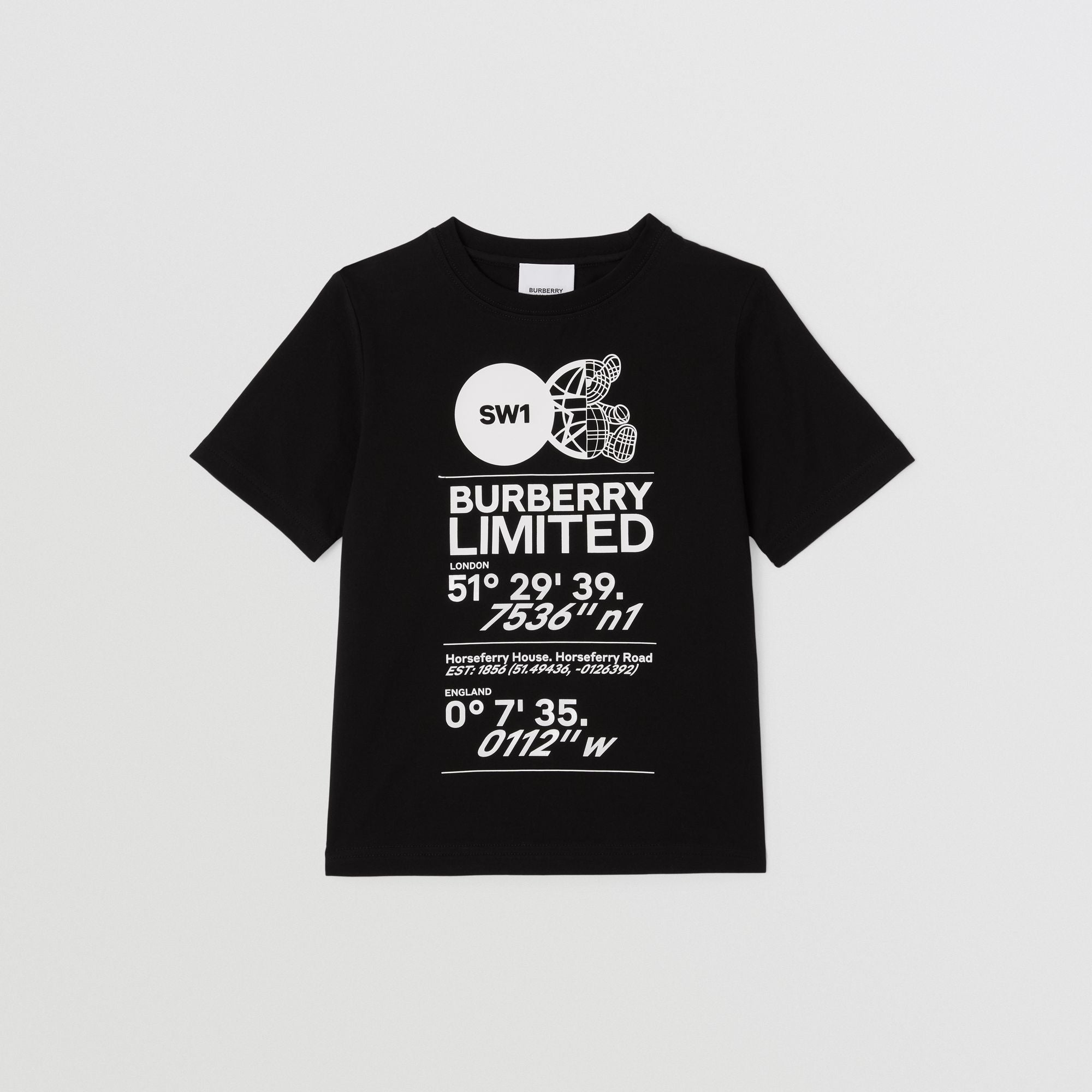 Boys & Girls Black Printed Cotton T-Shirt