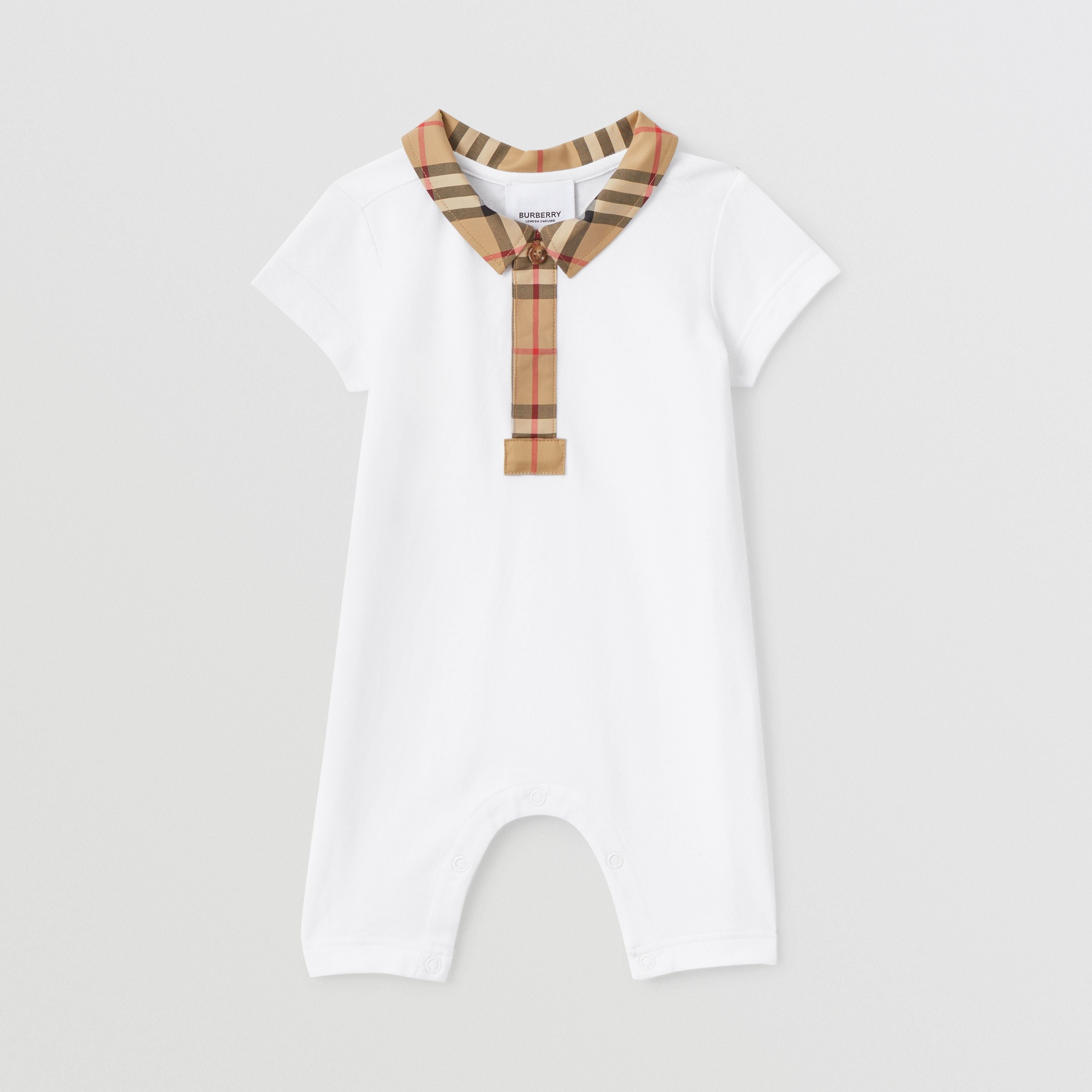 Baby Boys & Girls White Cotton Babysuit