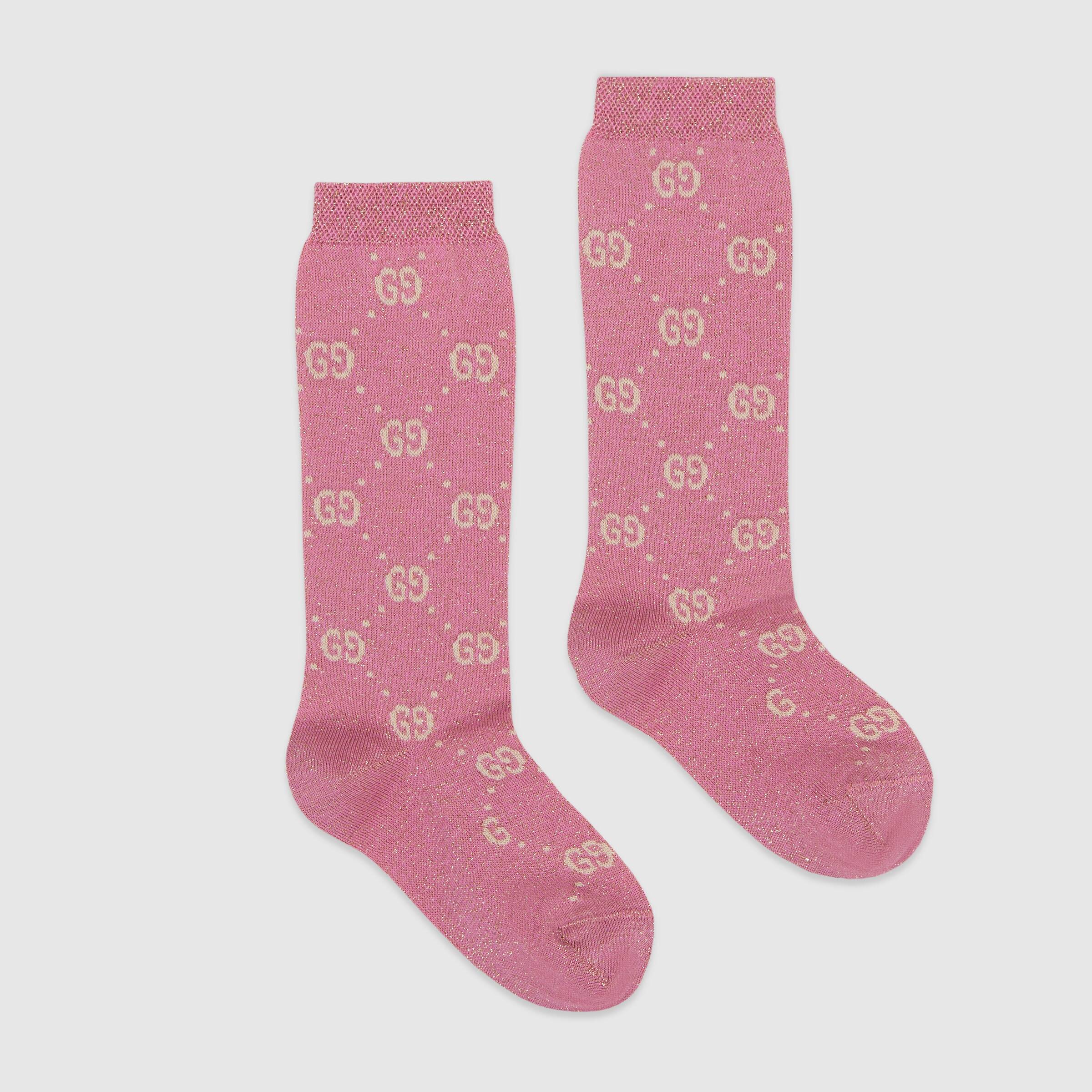 Boys & Girls Pink "GG" Logo Cotton Socks