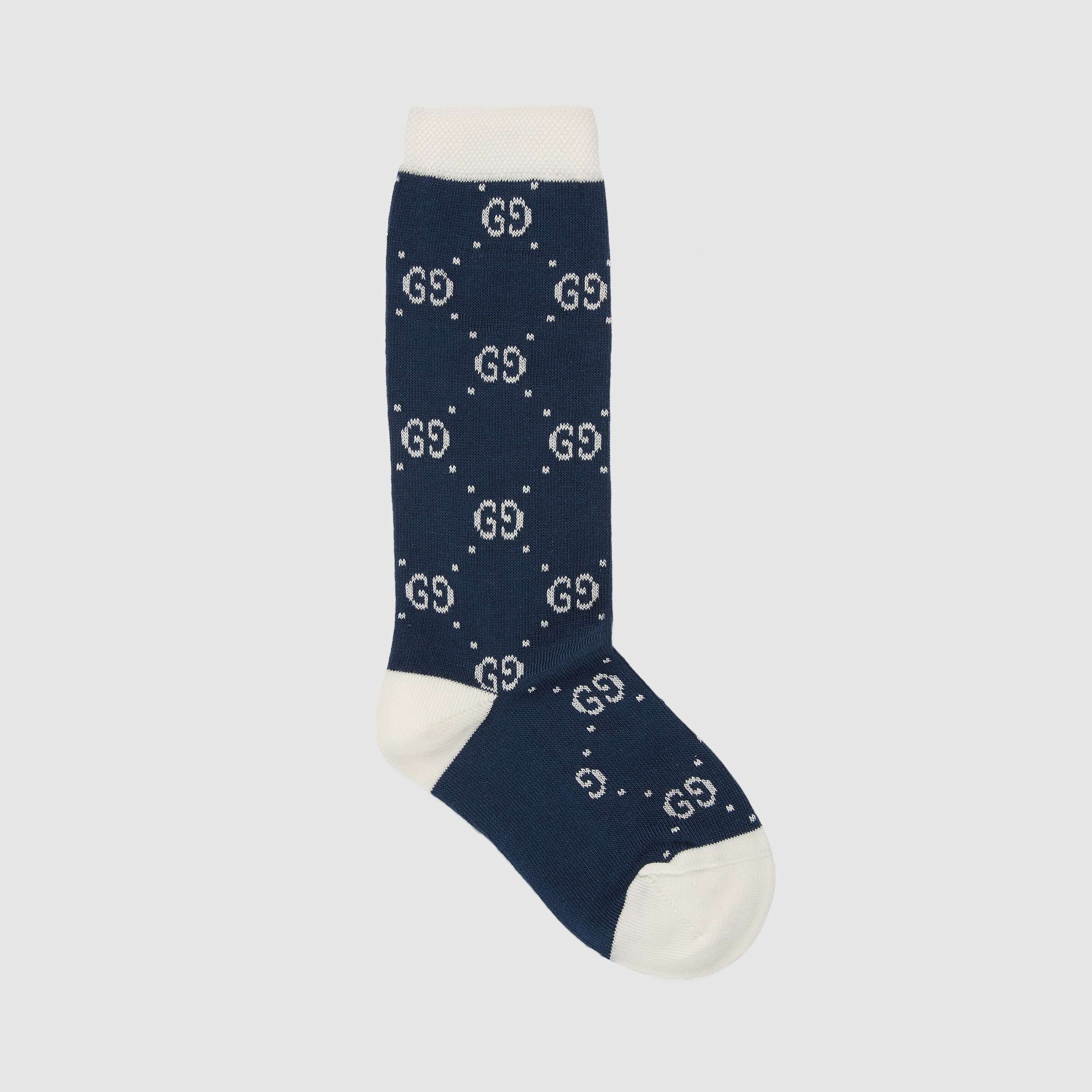 Boys & Girls Navy "GG" Logo Cotton Socks