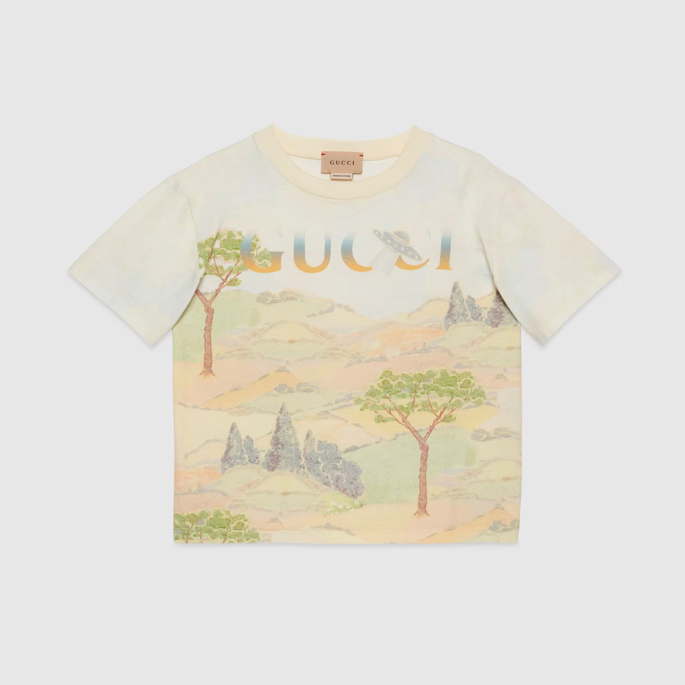 Boys & Girls Ivory Printed Cotton T-Shirt