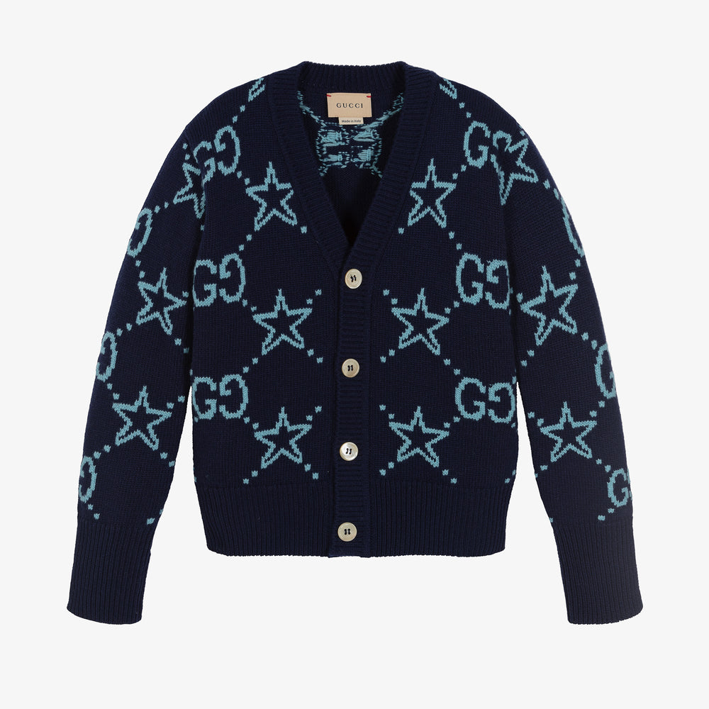 Boys & Girls Navy Logo Wool Cardigan