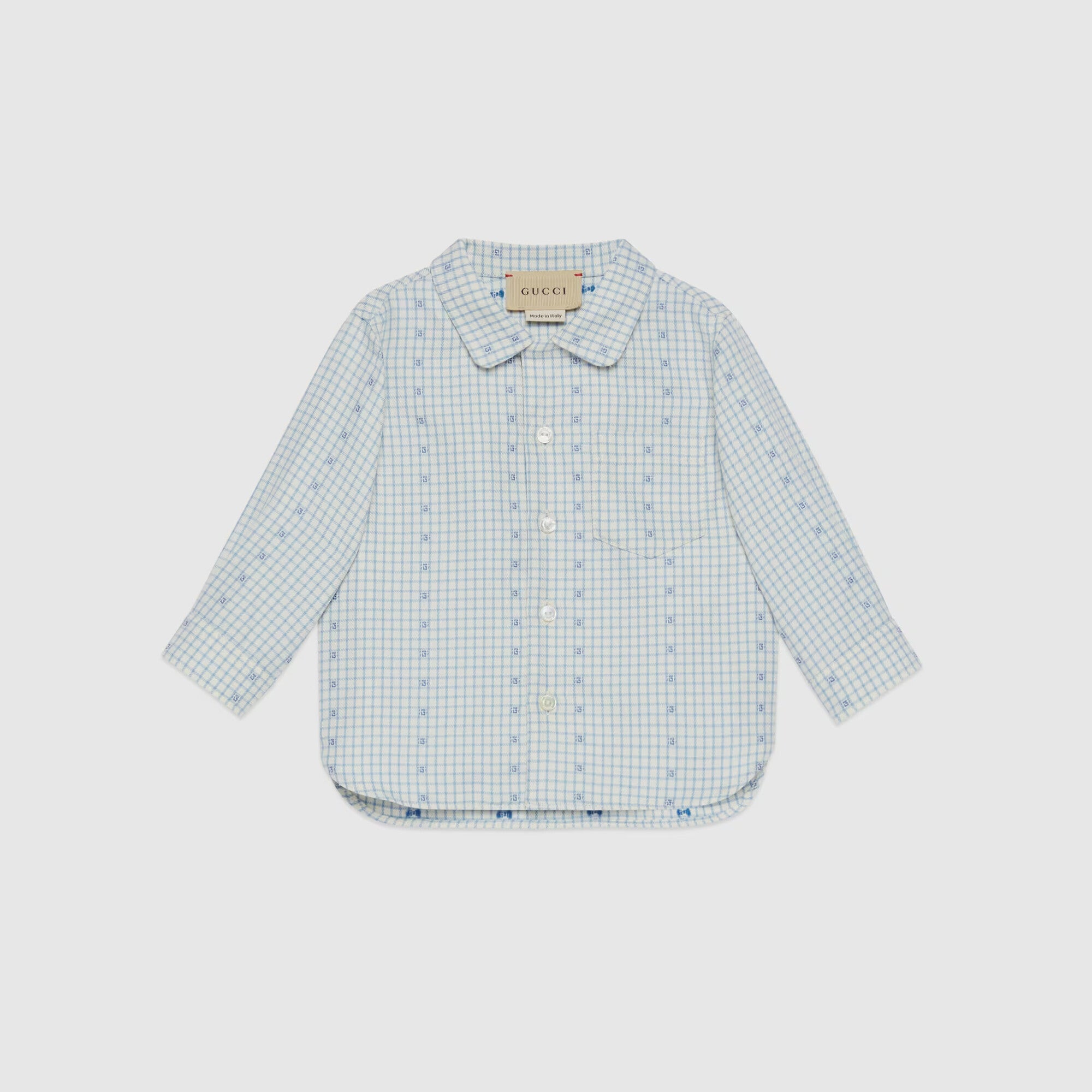 Baby Boys Blue Check Cotton Shirt