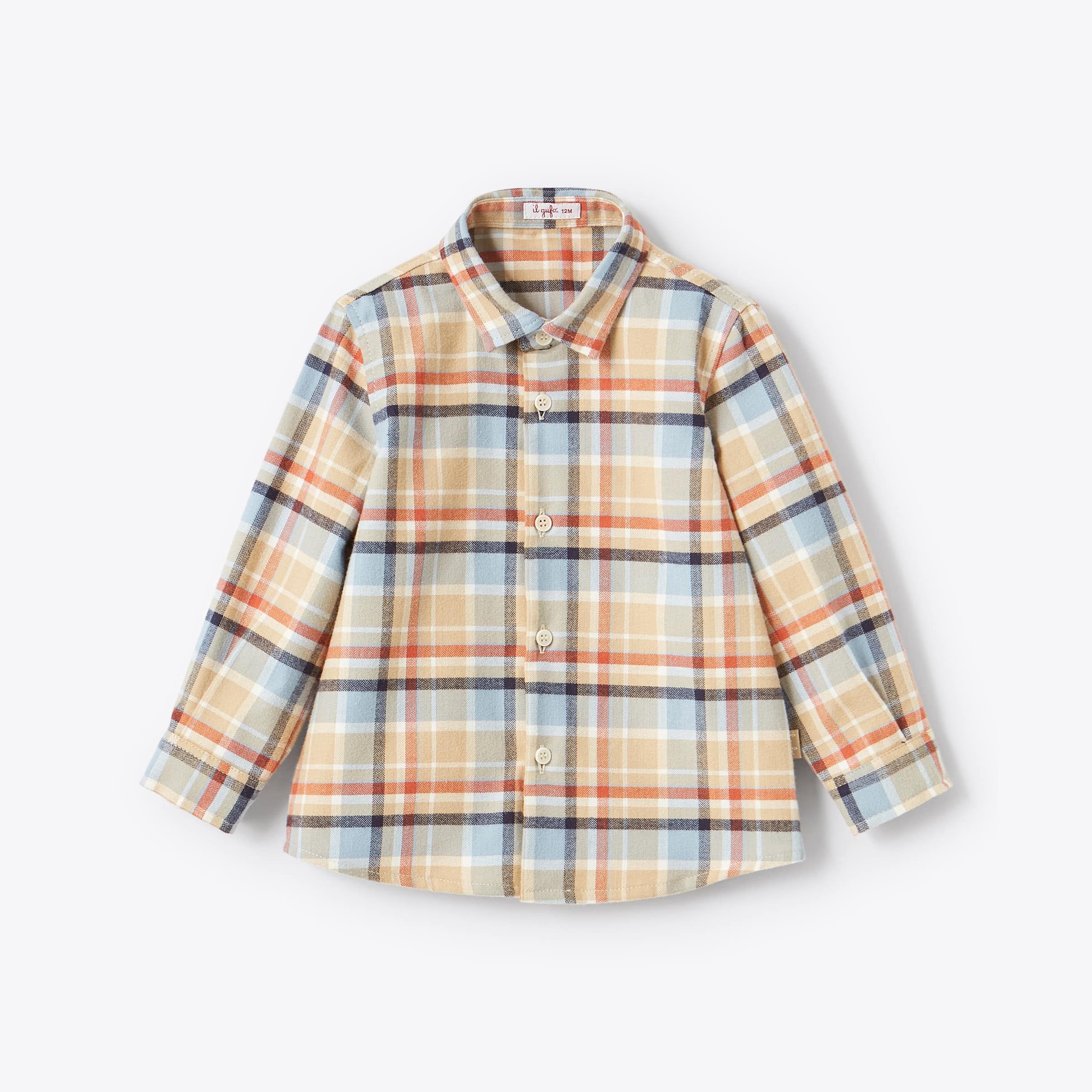 Baby Boys Camel Check Cotton Shirt