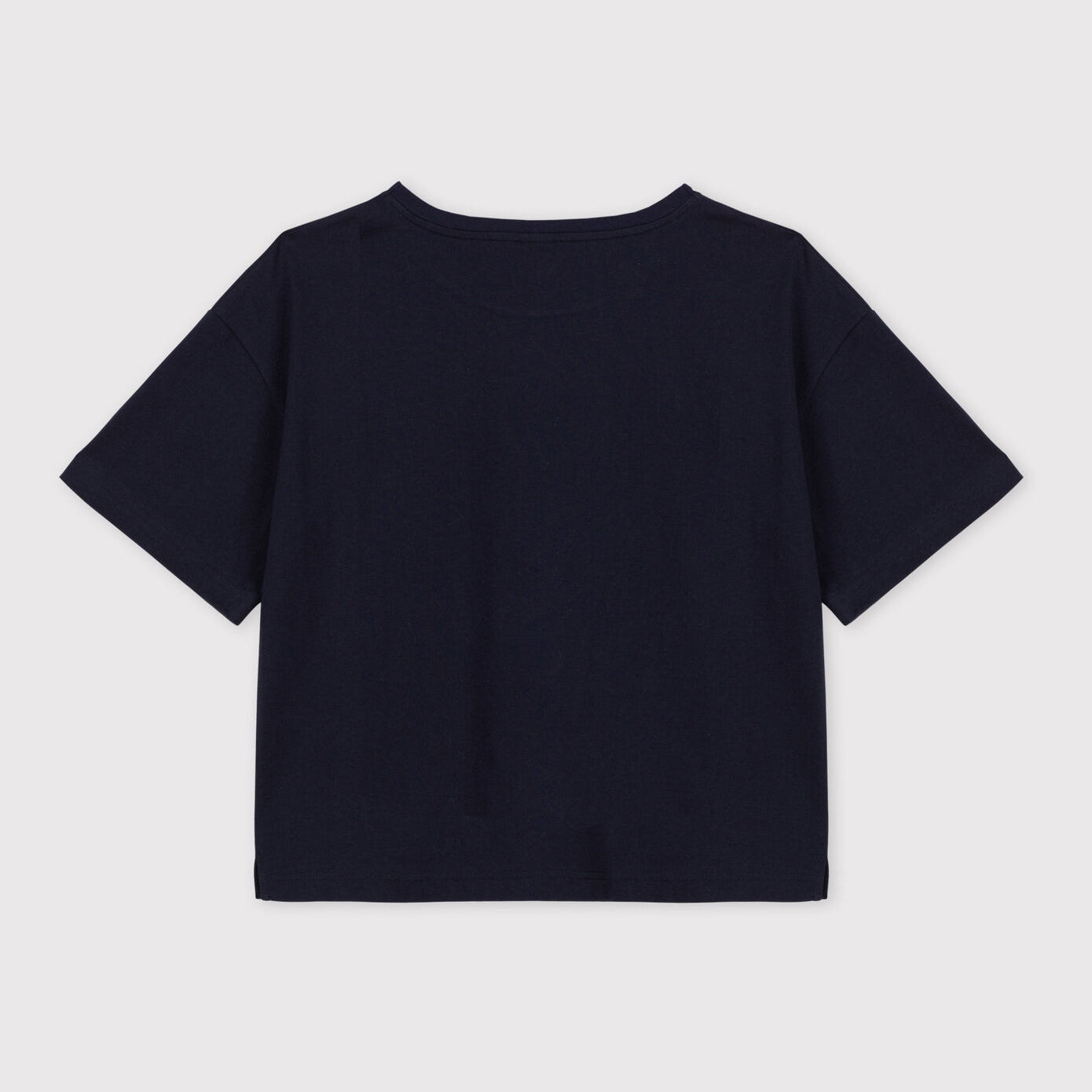 Girls Navy Logo Cotton T-Shirt