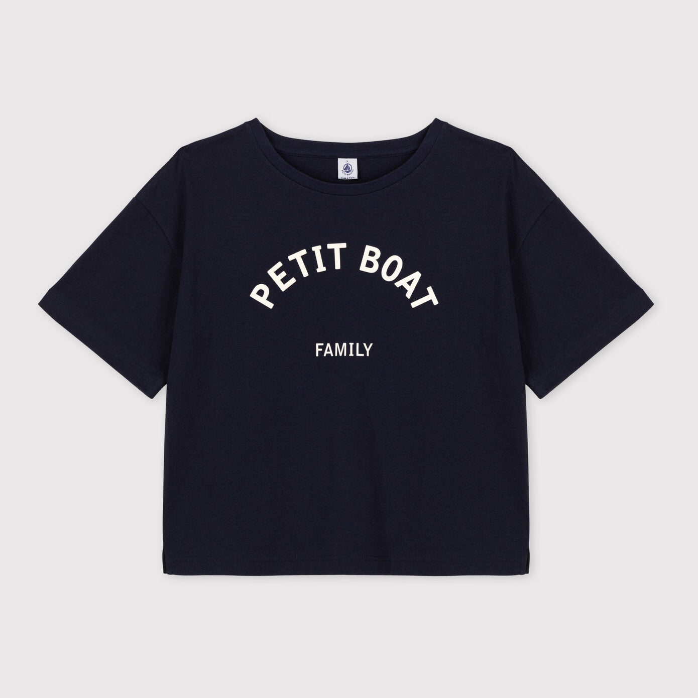 Girls Navy Logo Cotton T-Shirt