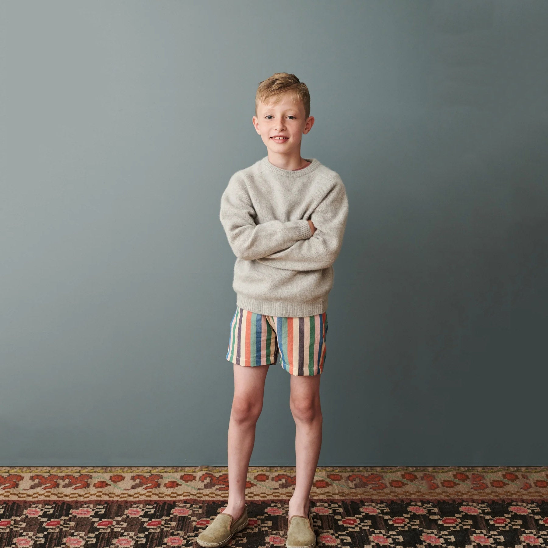 Boys & Girls Multicolor Stripes Cotton Shorts