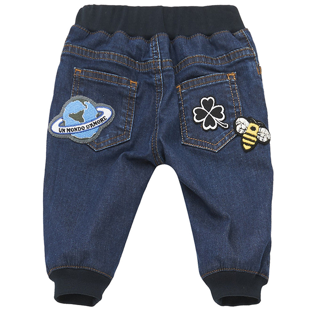 Baby Boys Blue Denim Patch Trims Jeans - CÉMAROSE | Children's Fashion Store - 2