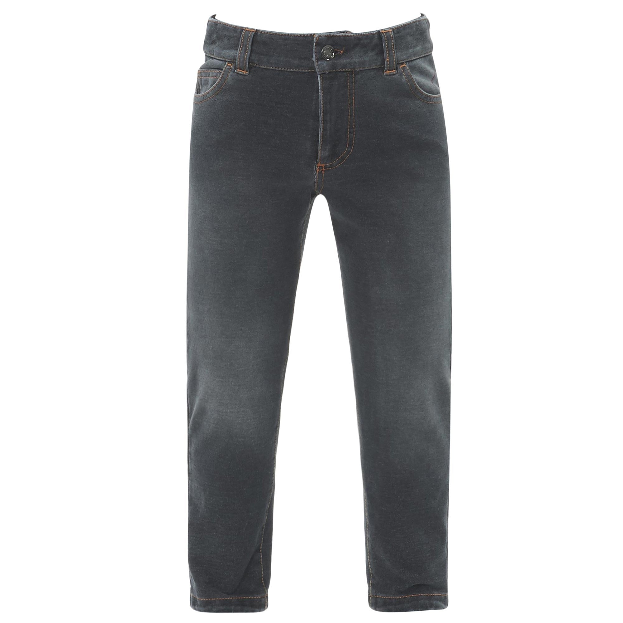 Boys Dark Grey Cotton Jeans - CÉMAROSE | Children's Fashion Store - 1