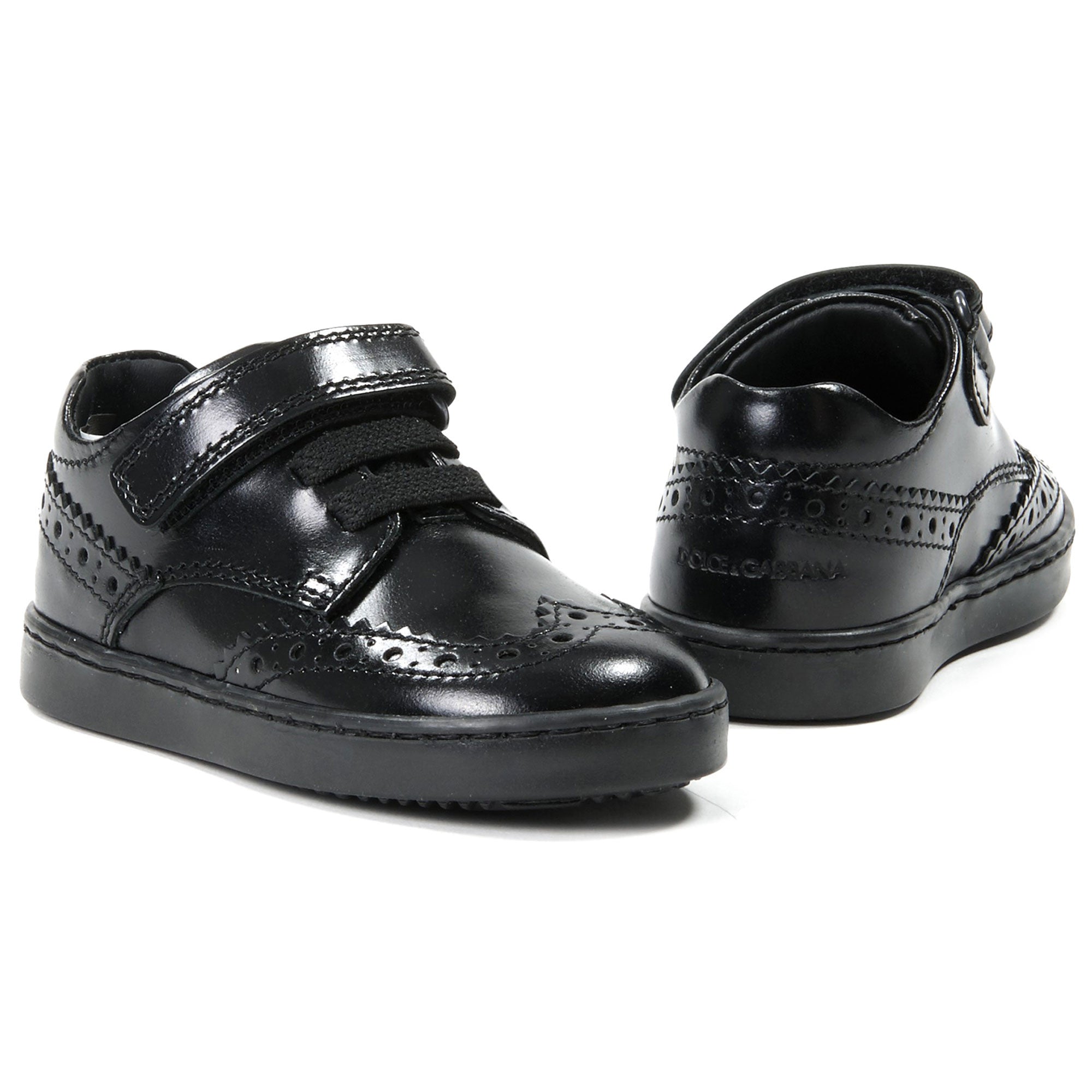 Boys Black Decorative Pattern Trims Cow Leather Shoes - CÉMAROSE | Children's Fashion Store