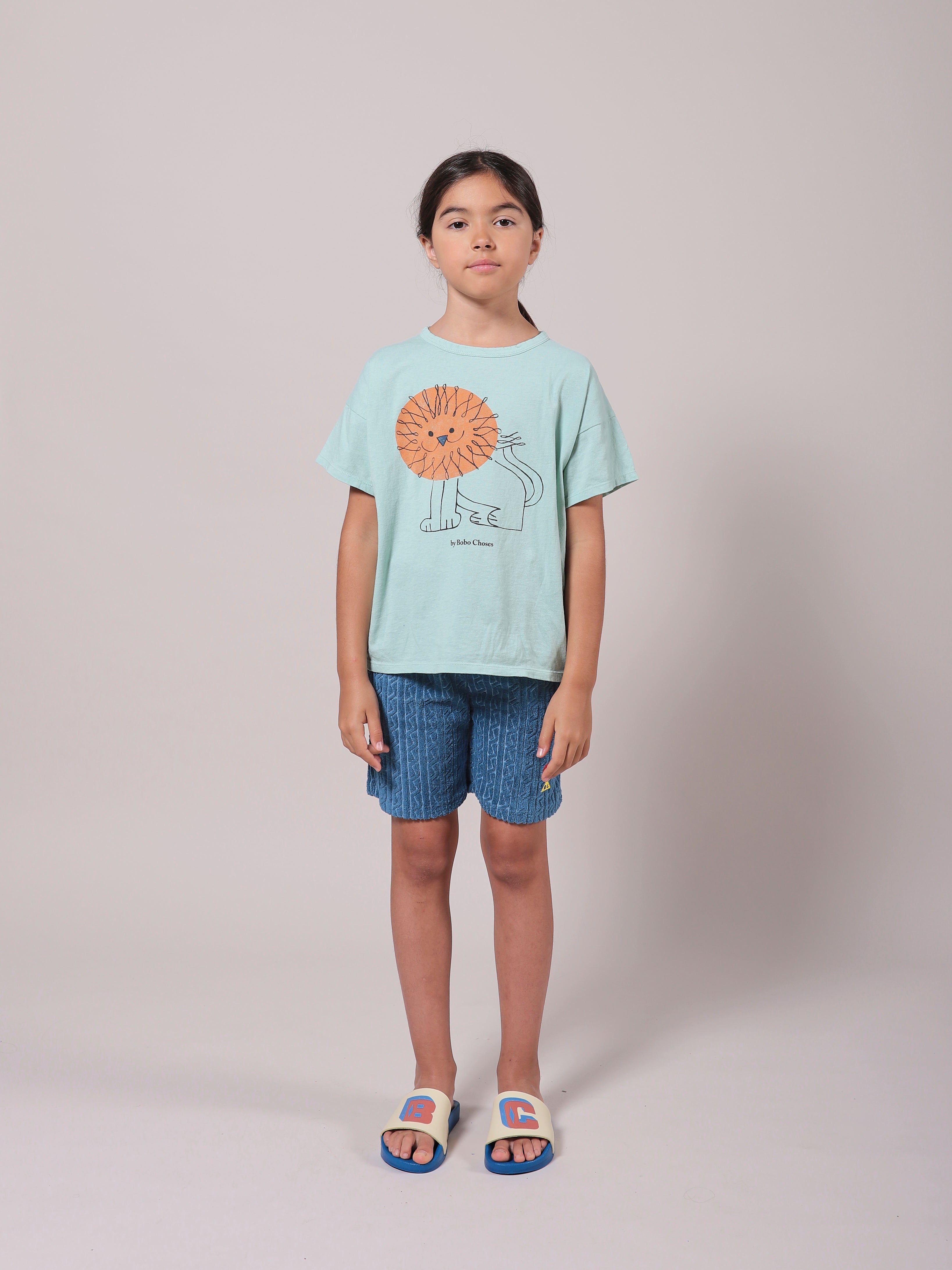 Boys & Girls Green Lion Cotton T-Shirt