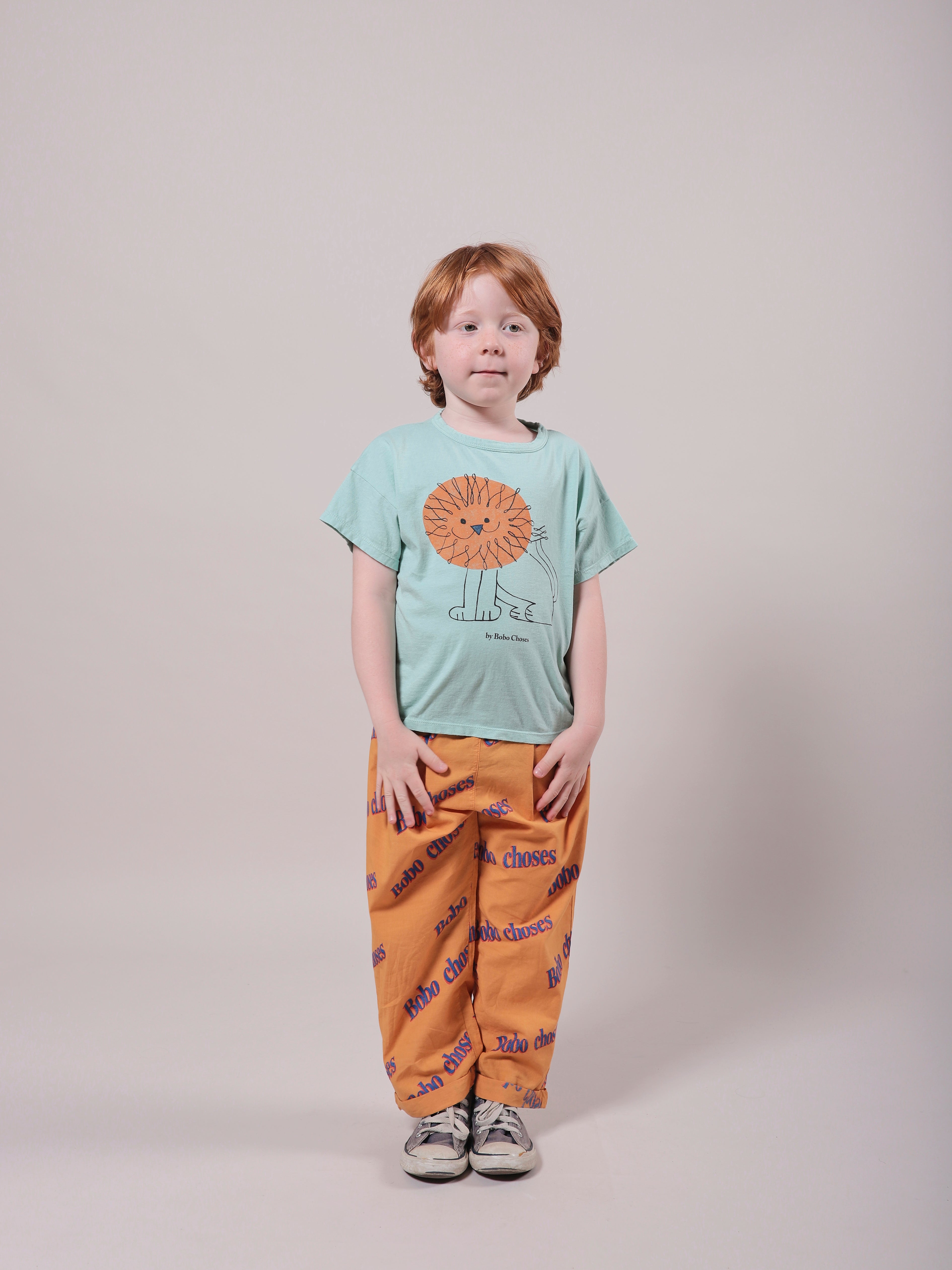 Boys & Girls Green Lion Cotton T-Shirt