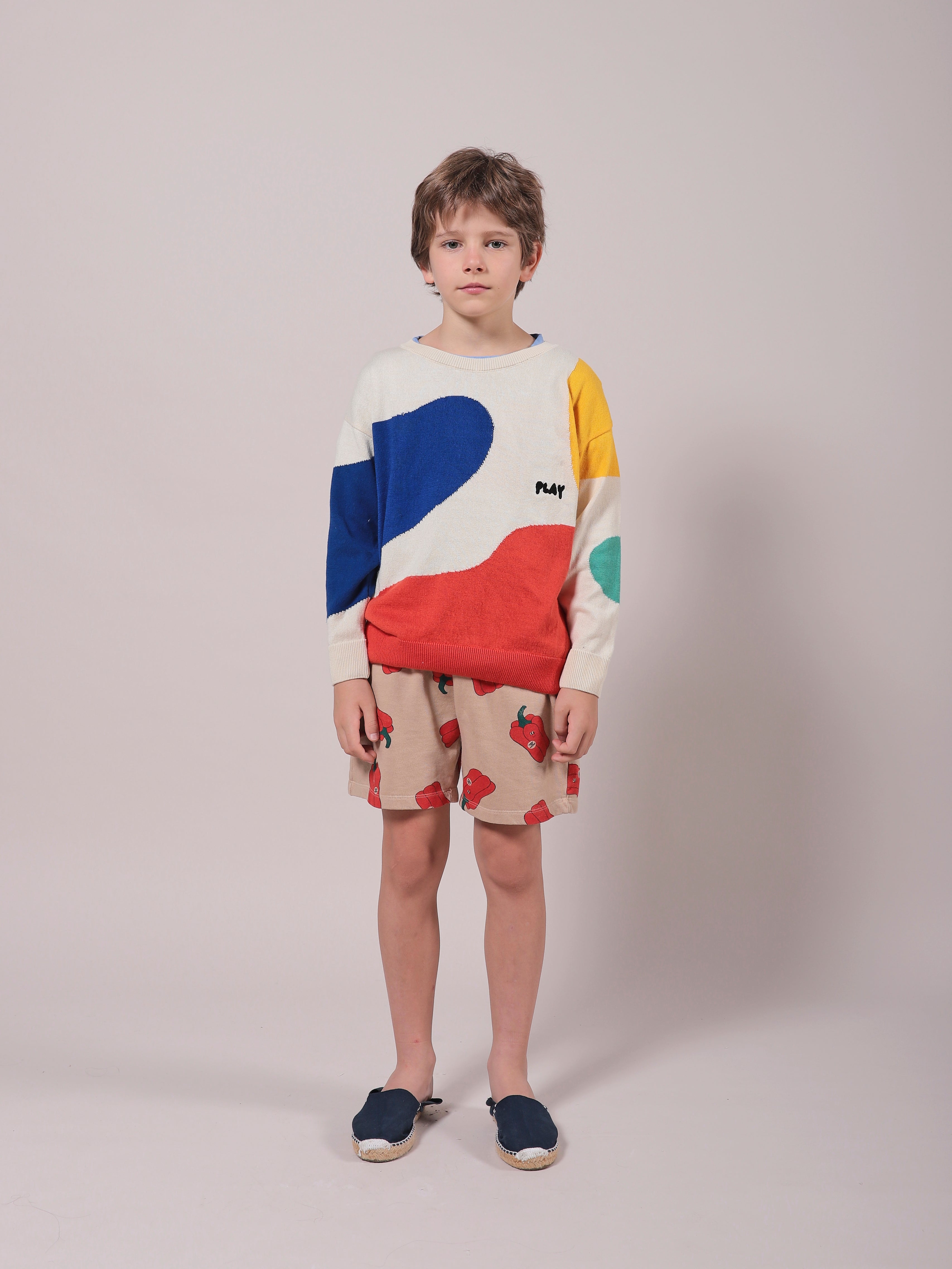 Boys & Girls White Painted Cotton Sweater