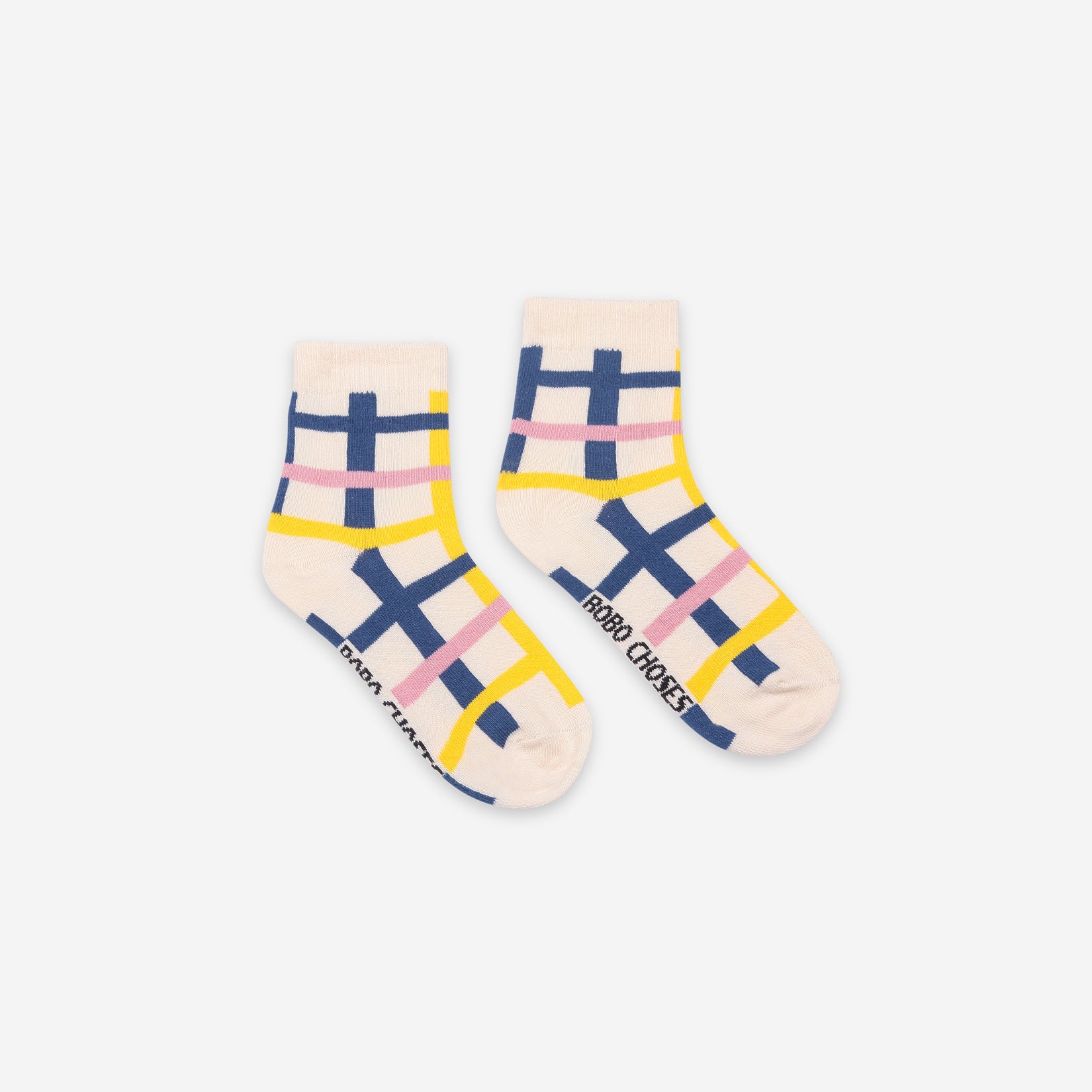 Boys Blue Checked Short Socks