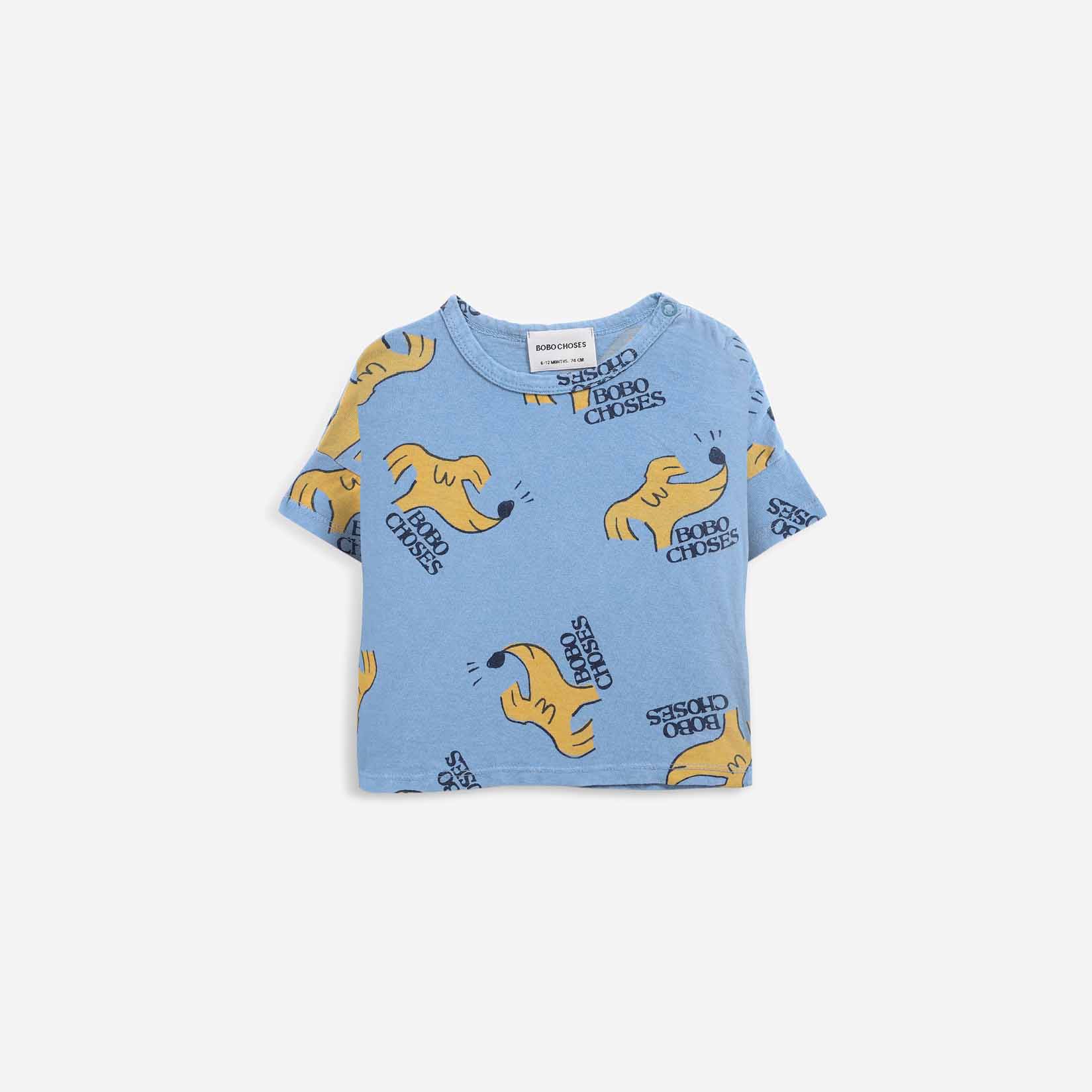 Baby Boys & Girls Blue Cotton T-Shirt