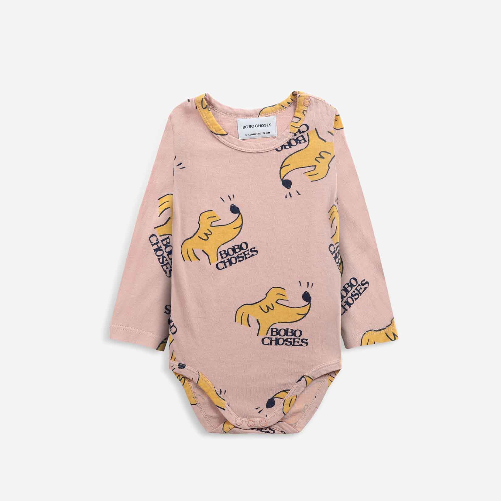 Baby Boys & Girls Brown Dog Cotton Babysuit