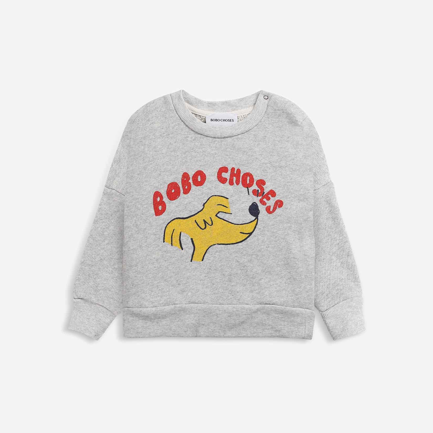 Baby Boys & Girls Grey Dog Cotton Sweatshirt