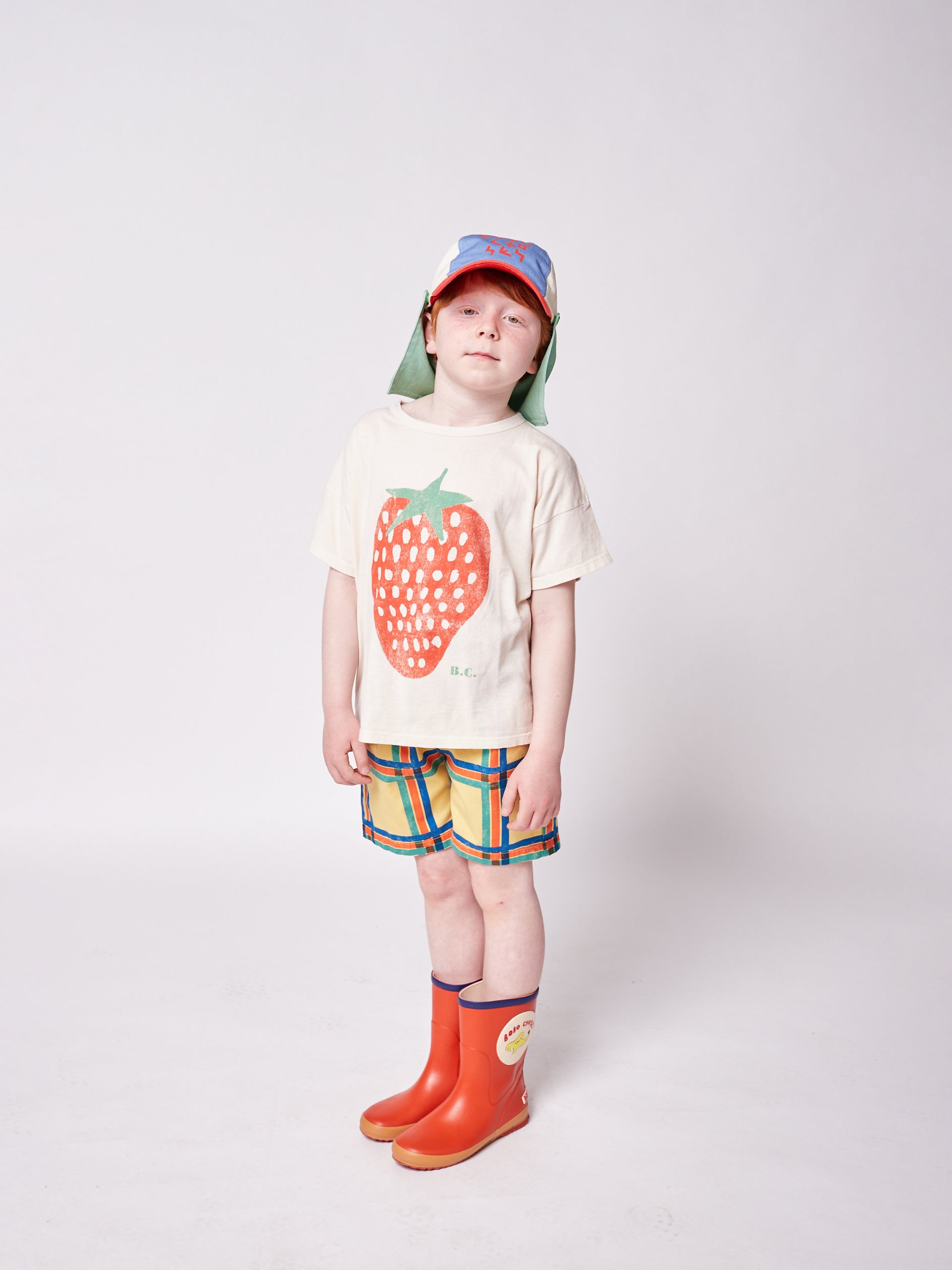 Boys & Girls White Strawberry Cotton T-Shirt