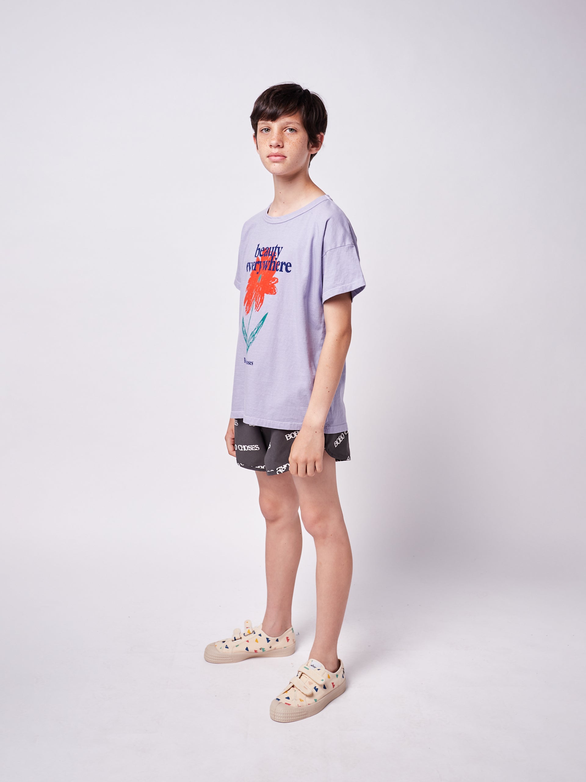 Boys & Girls Lavender Flower Cotton T-Shirt